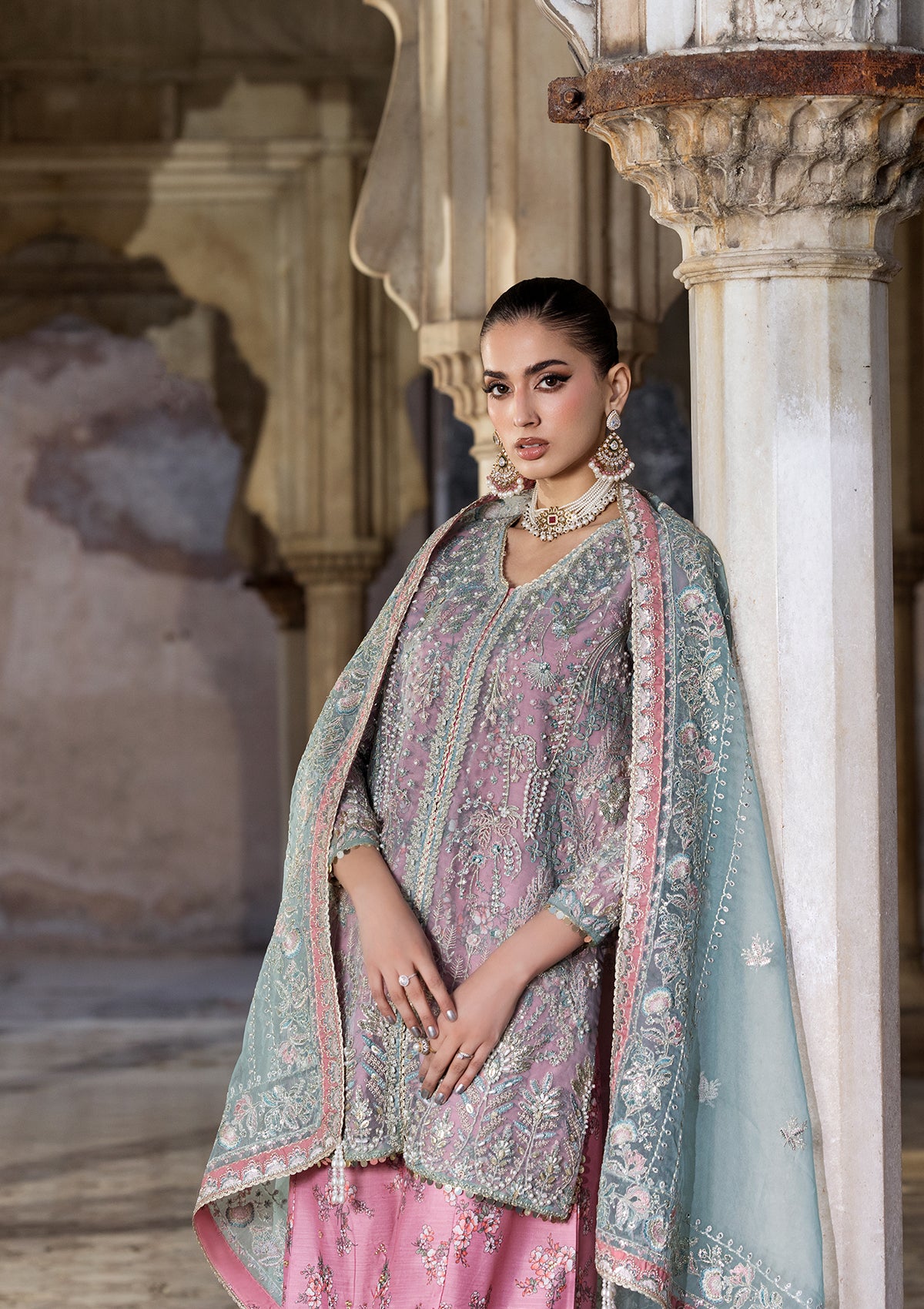 organza Sharara in Pink