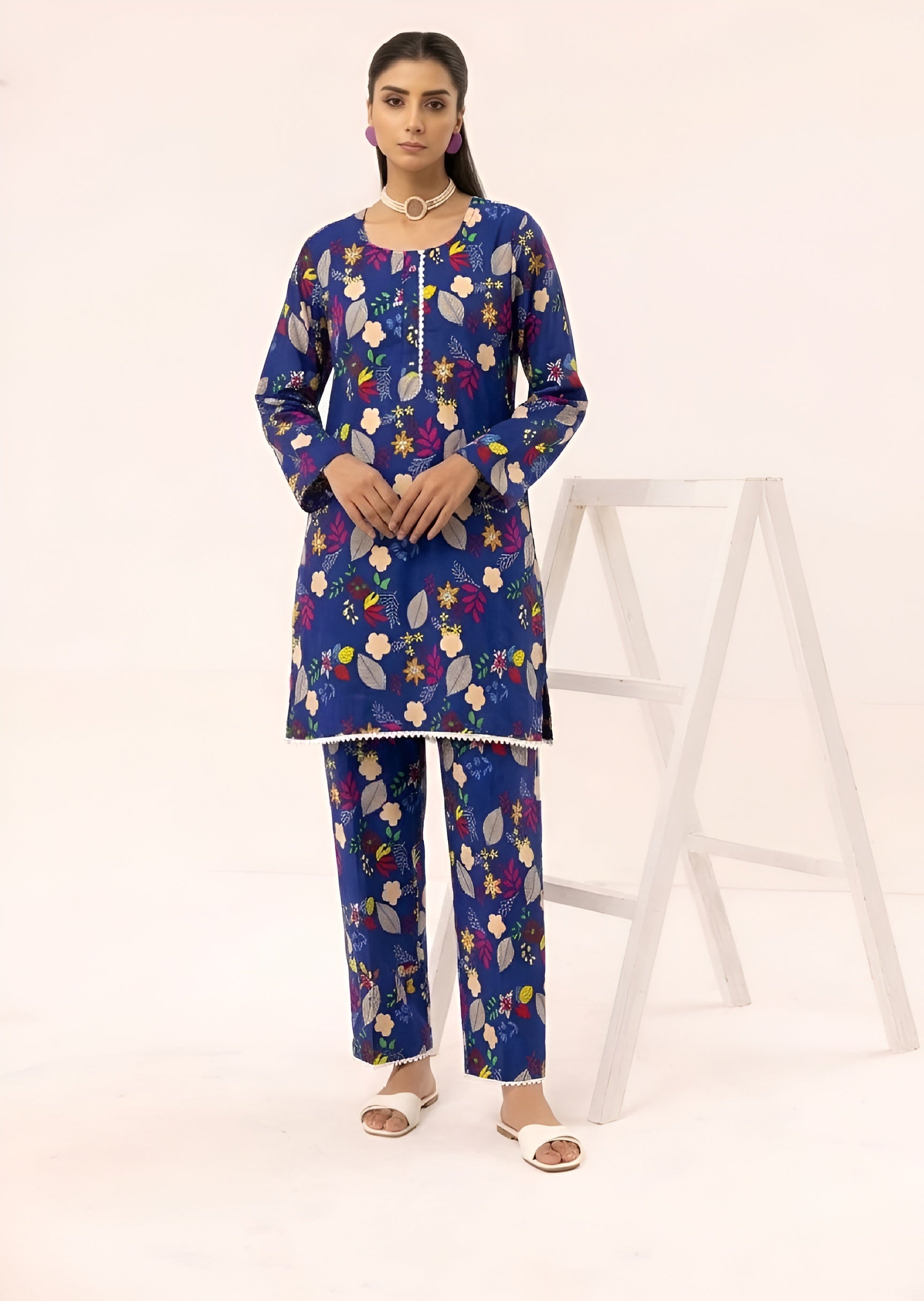 linen Co Ord Sets in Blue, multi