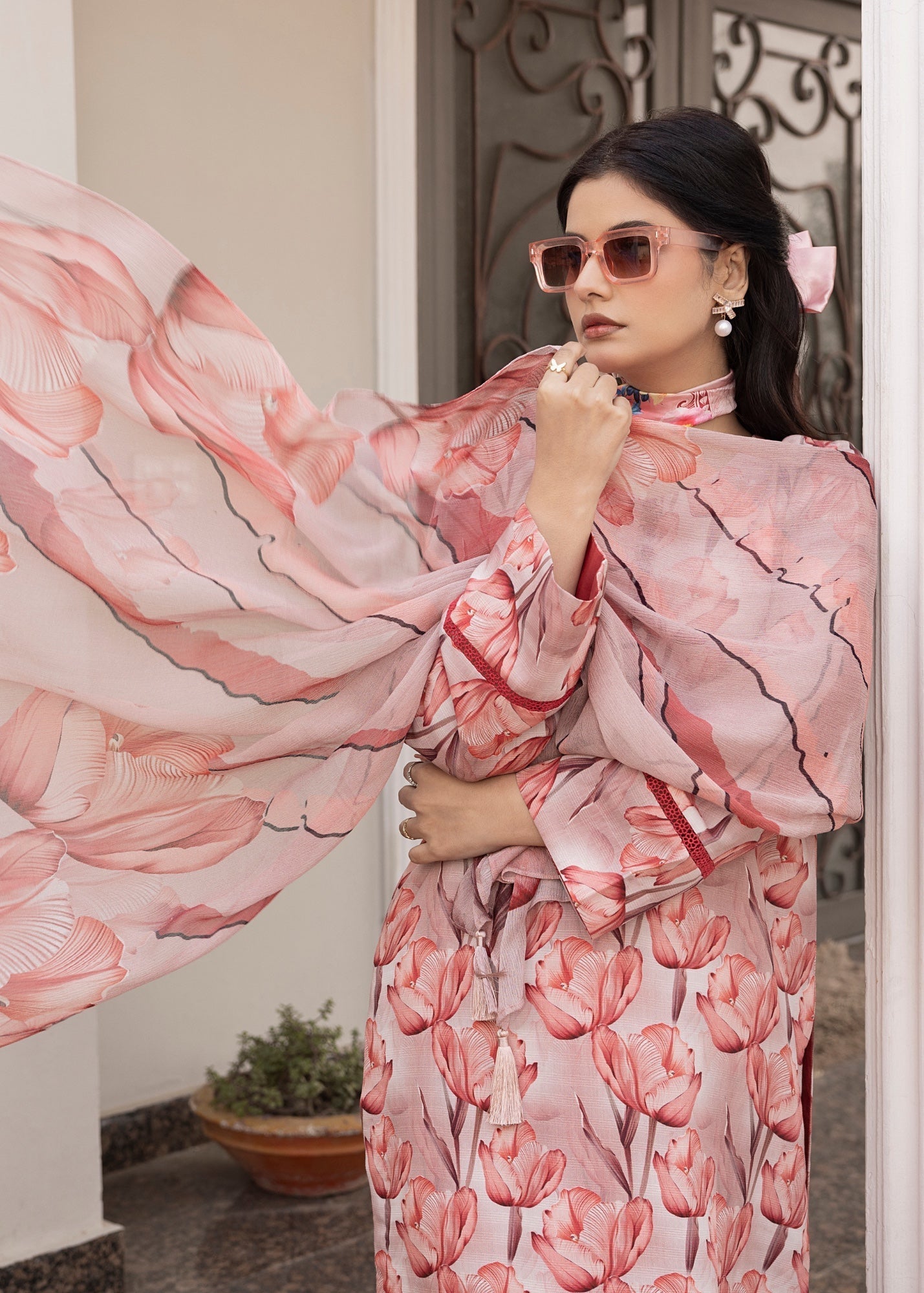 cotton viscose Unstitched in Pastel pink