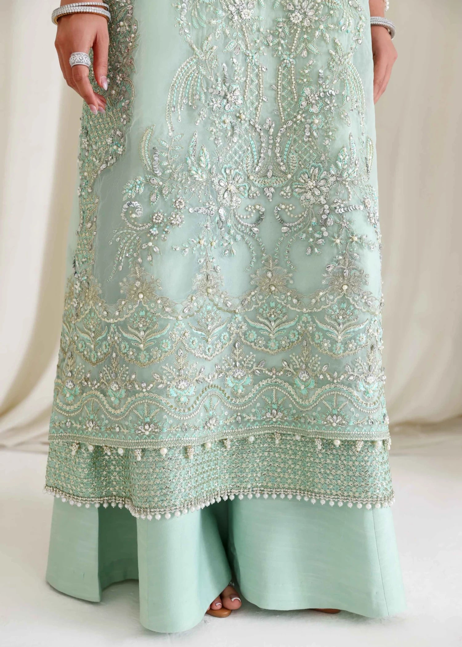 organza Unstitched in Pastel green