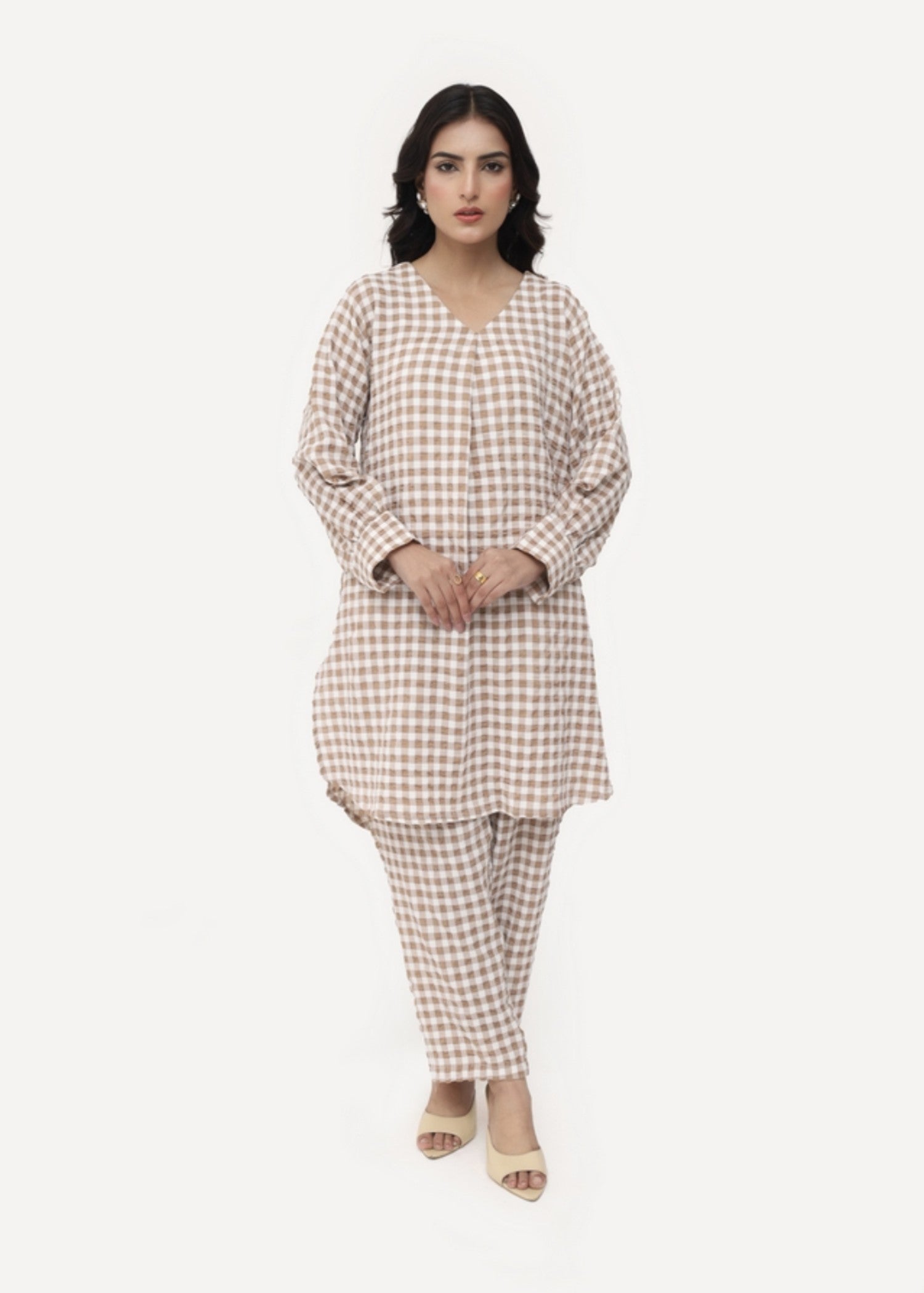 polycotton Co Ord Sets in Camel brown