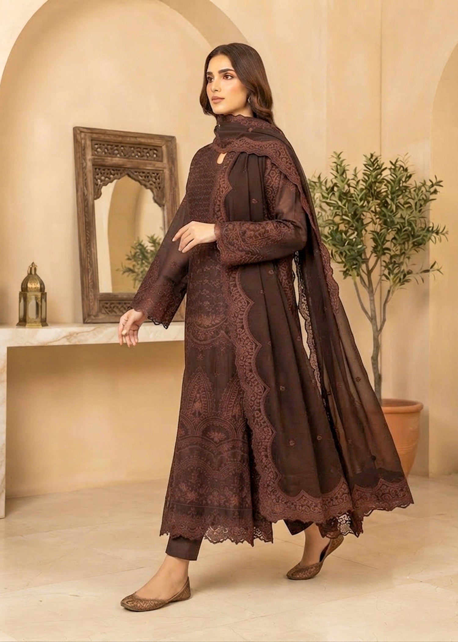 chiffon Maxi in Dark brown