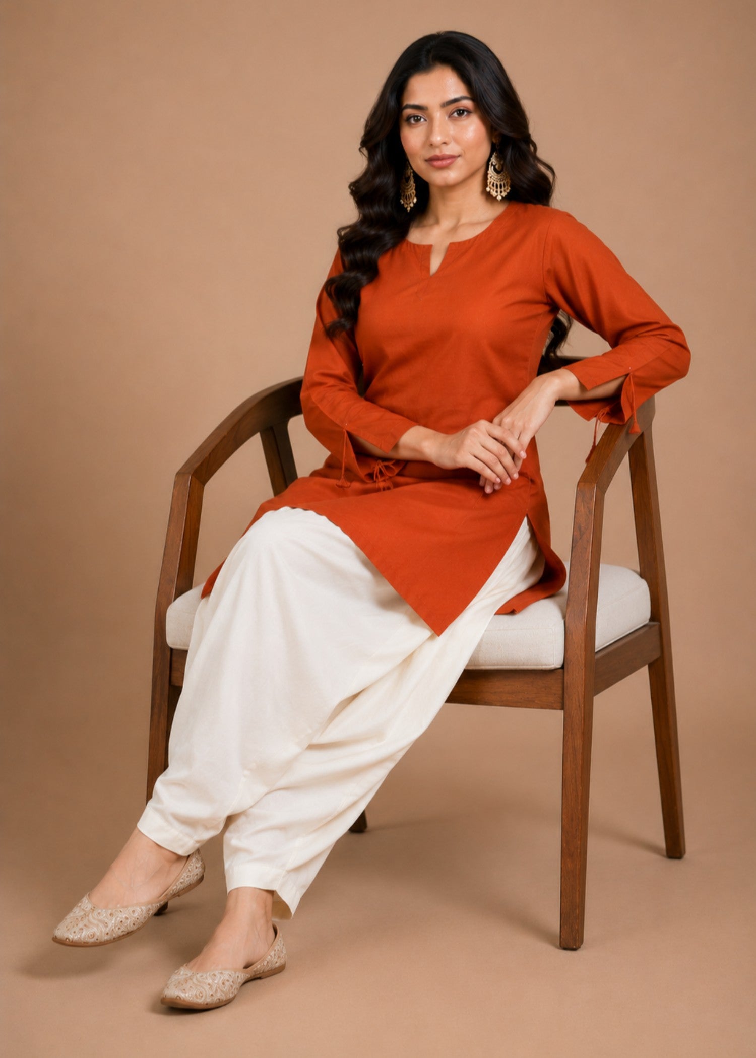 linen Co Ord Sets in Rust orange