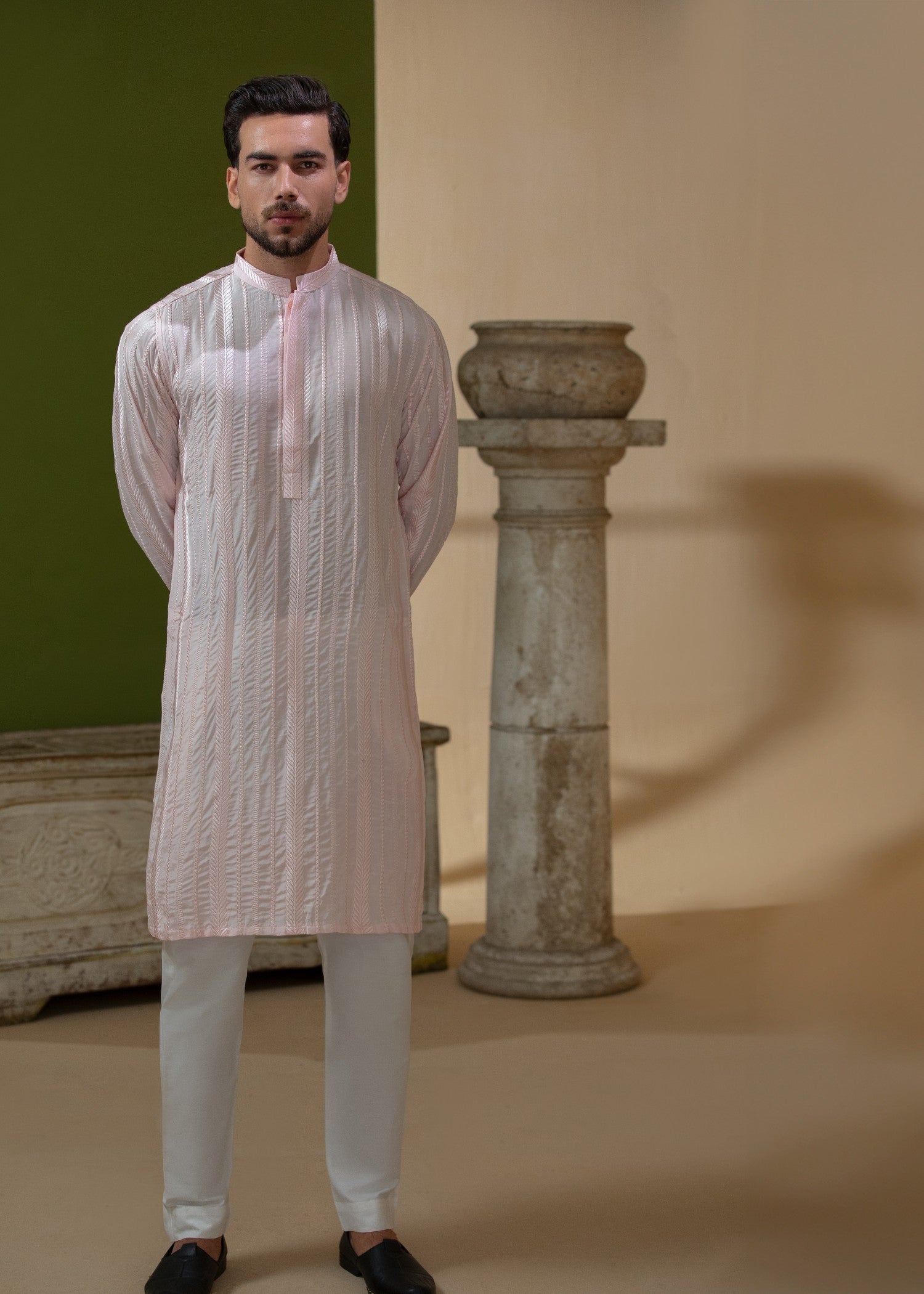 pk raw silk Kurta Set in Blush pink
