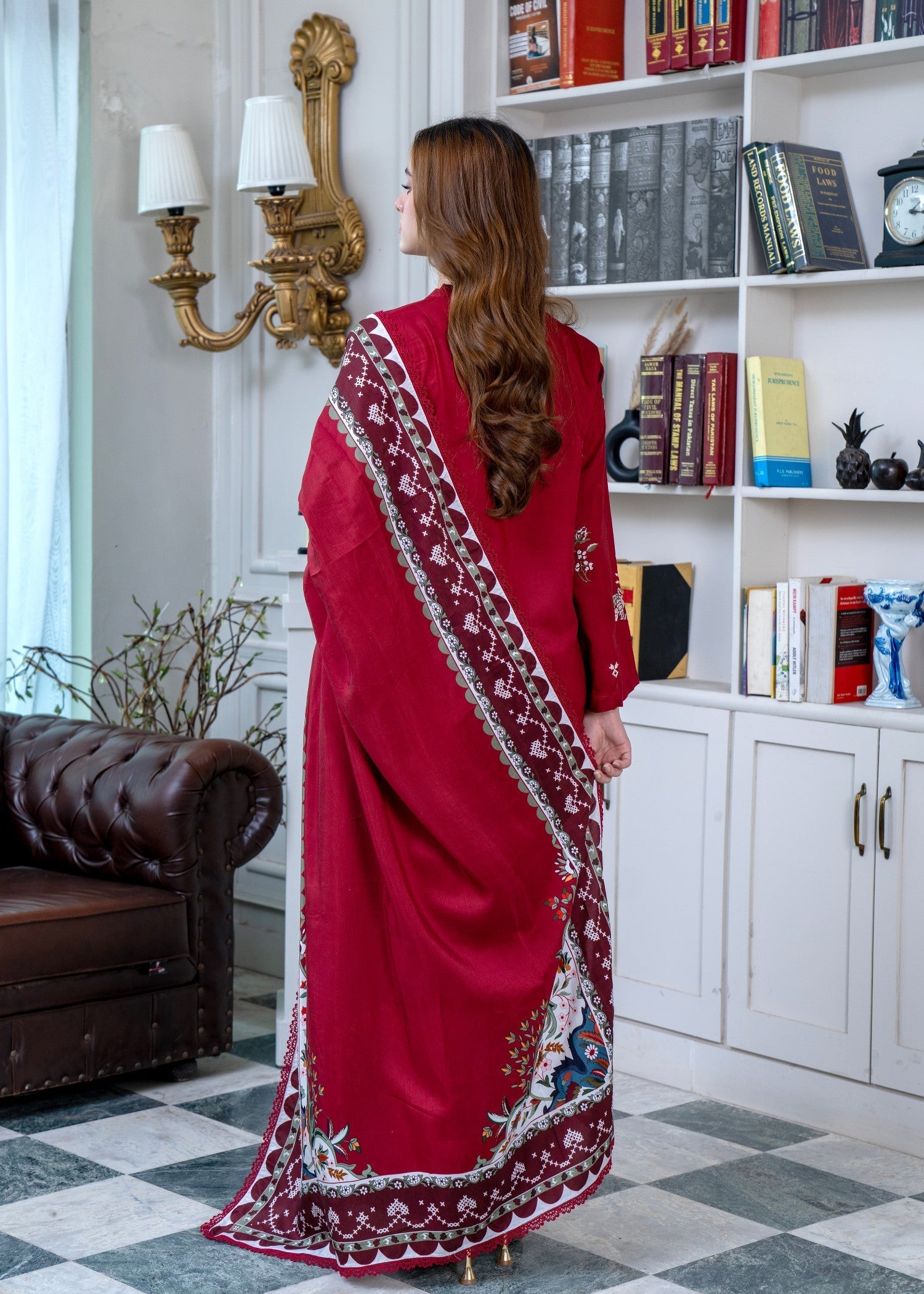 viscose Unstitched in Burnt red