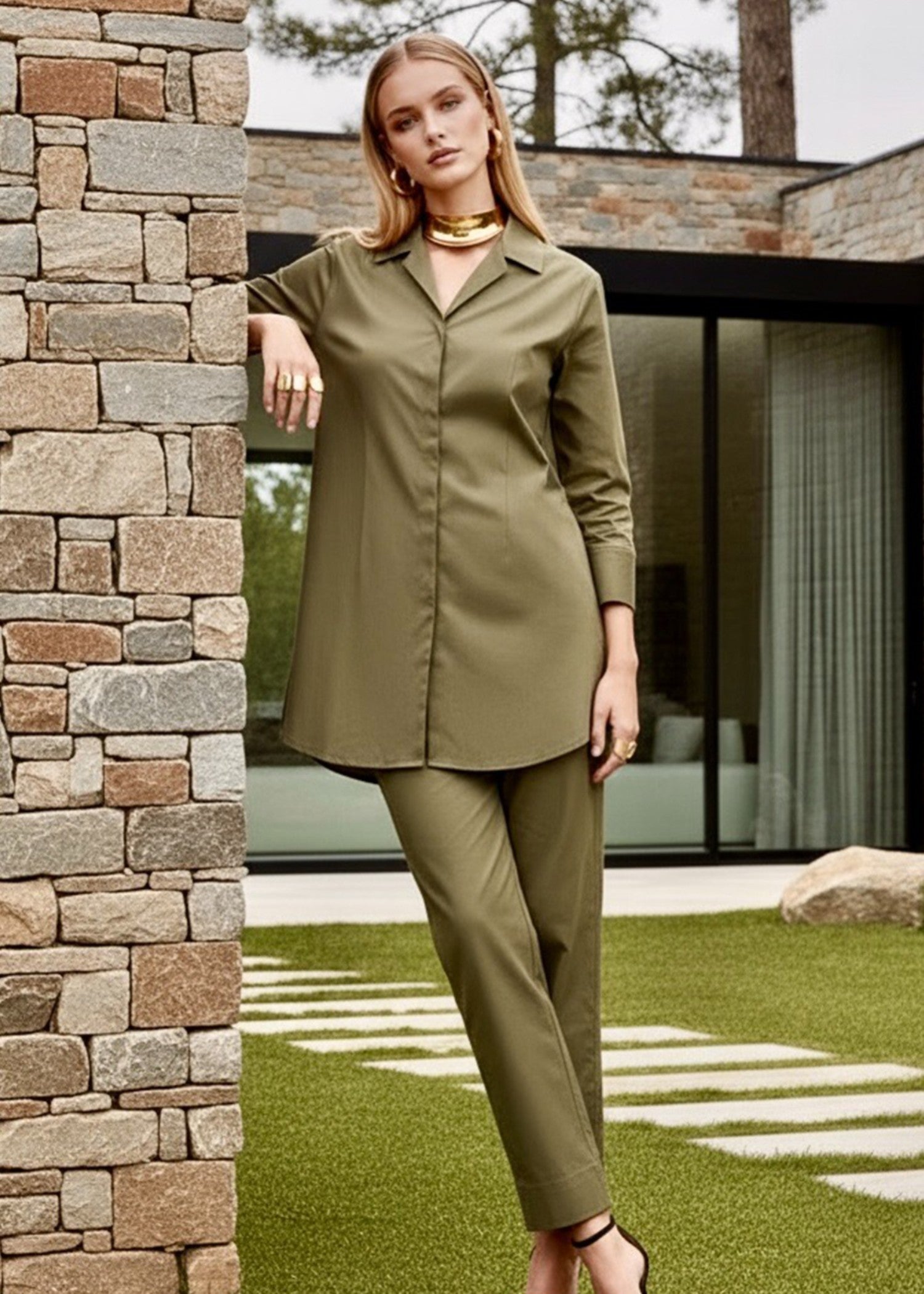 cambric Co ord Sets in Olive green