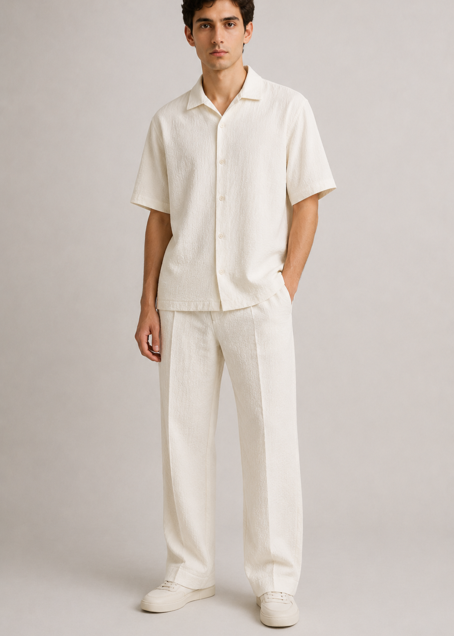 poly viscose Pants in Off-white