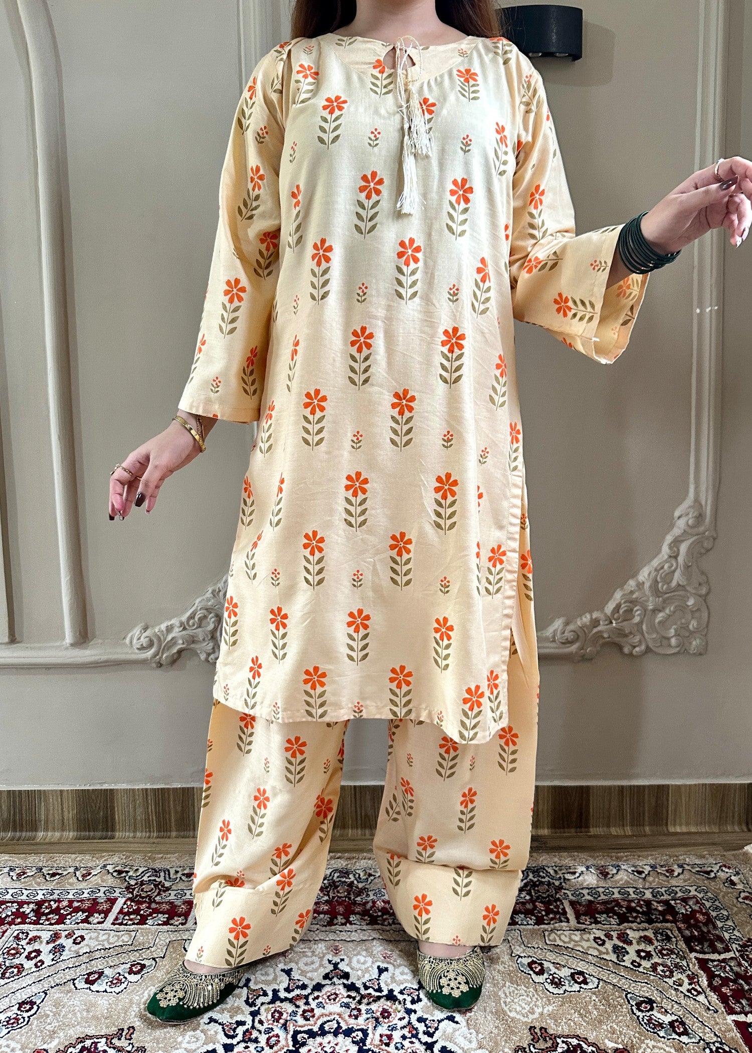 arabic lawn Co Ord Sets in Cream