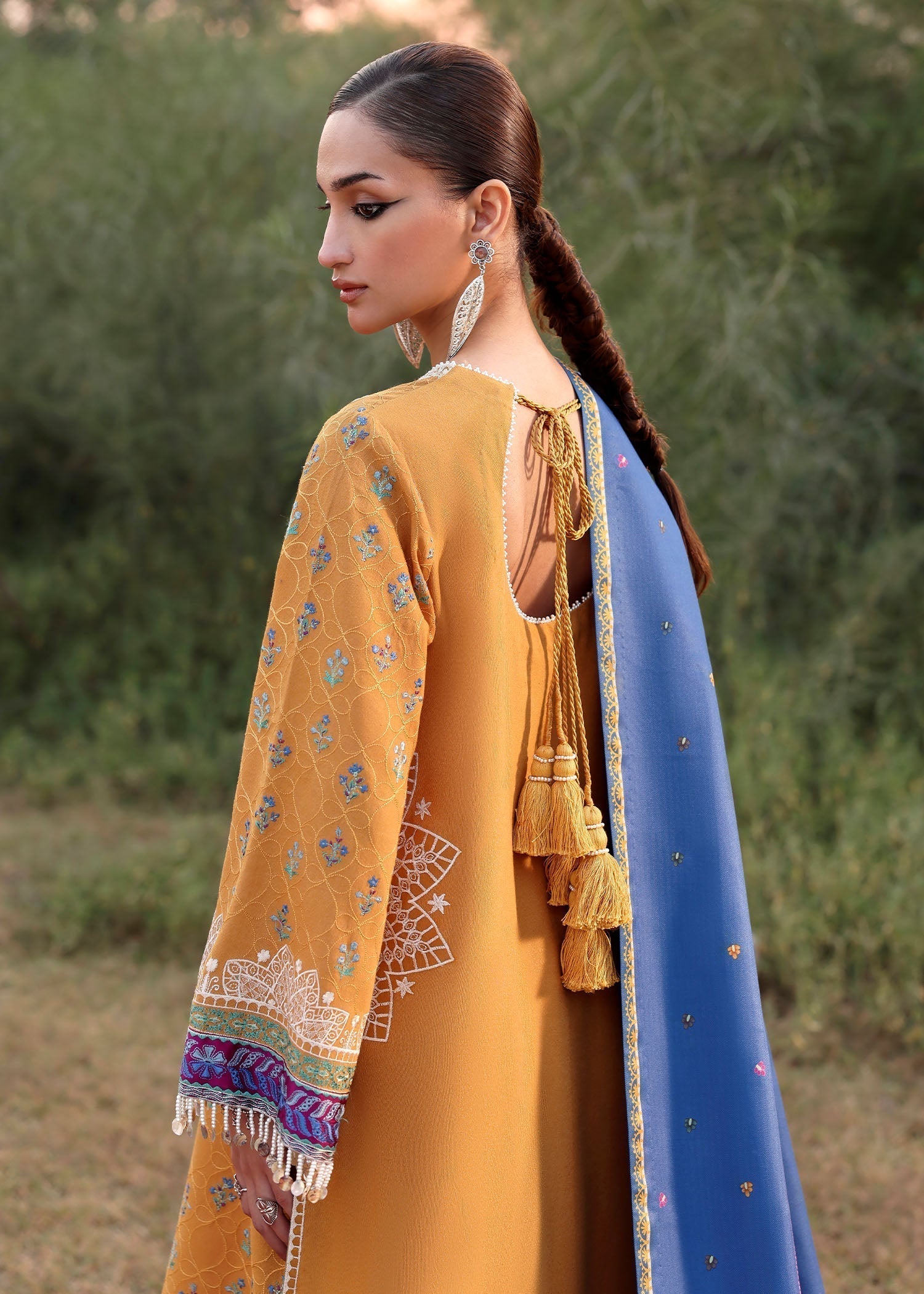 karandi Unstitched in Mustard