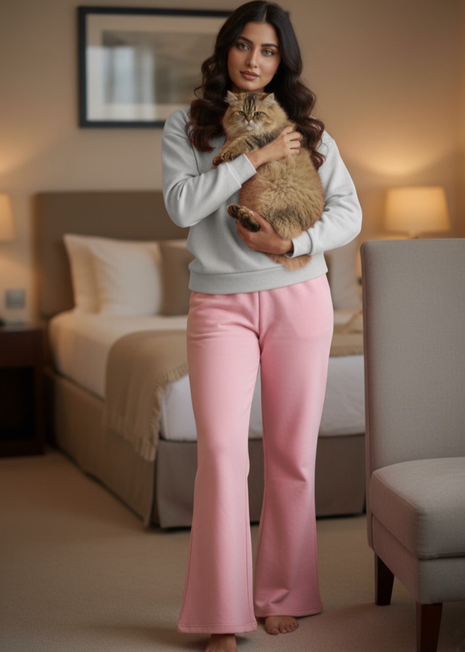 fleece Trousers in Cotton candy pink