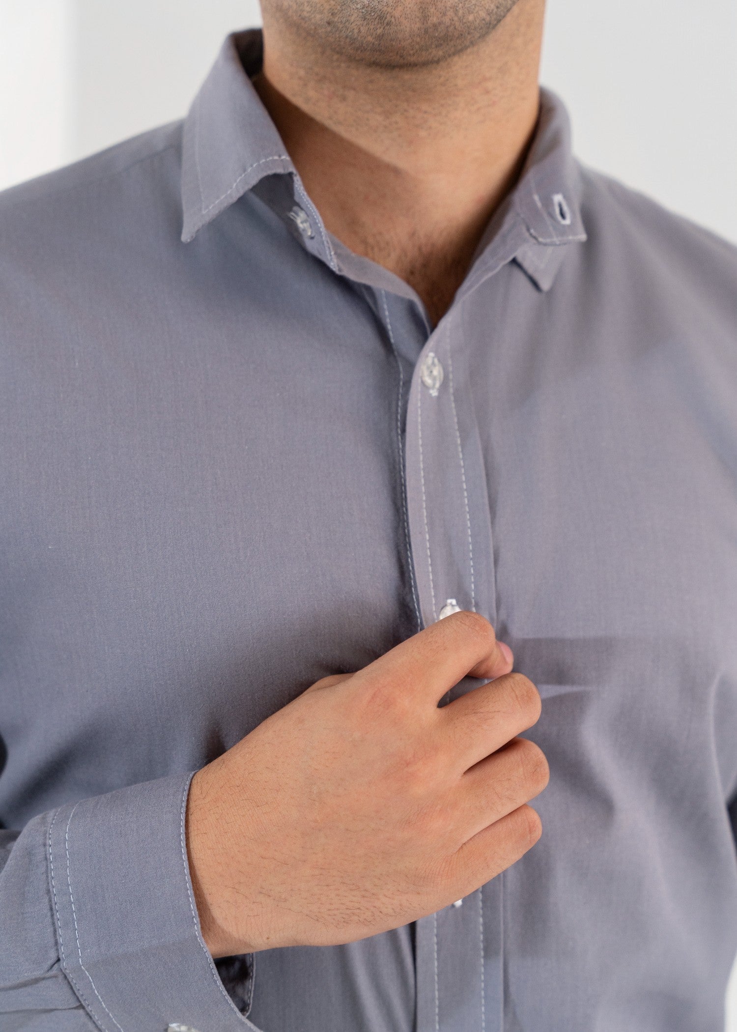 cotton Casual Shirt in Steal grey