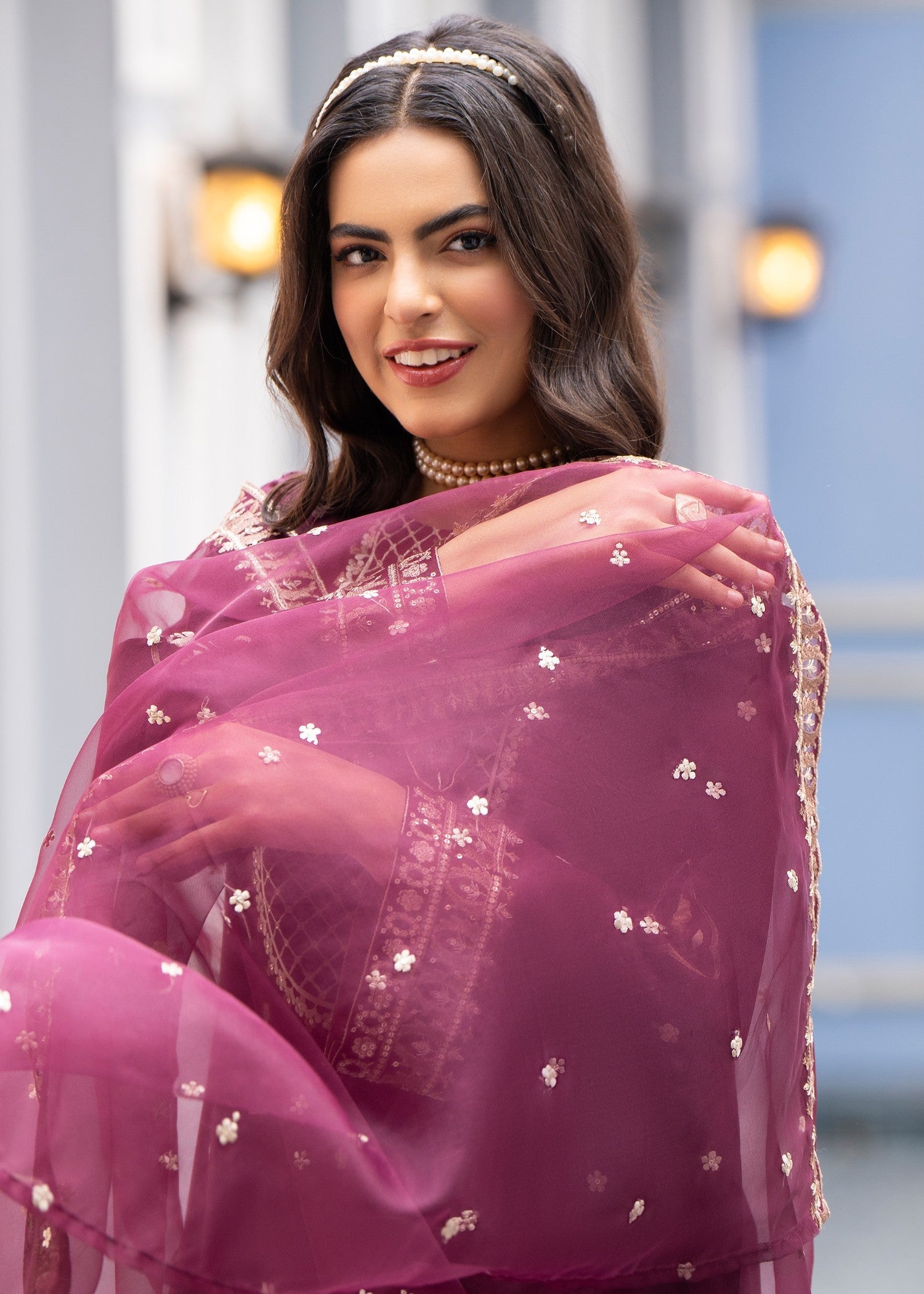 lawn cotton Kurta Set in Burgundy
