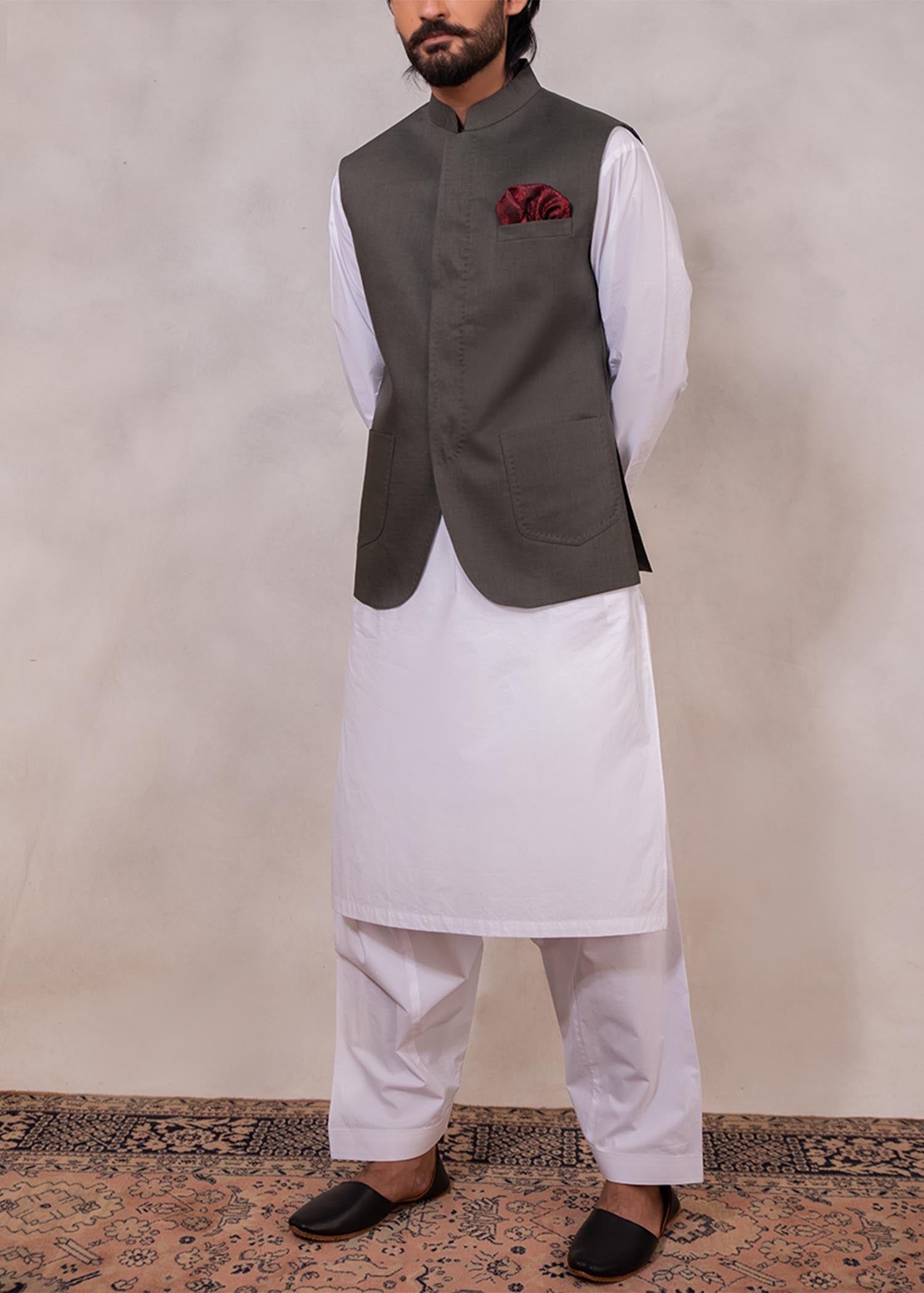 linen Waistcoat in Dark grey