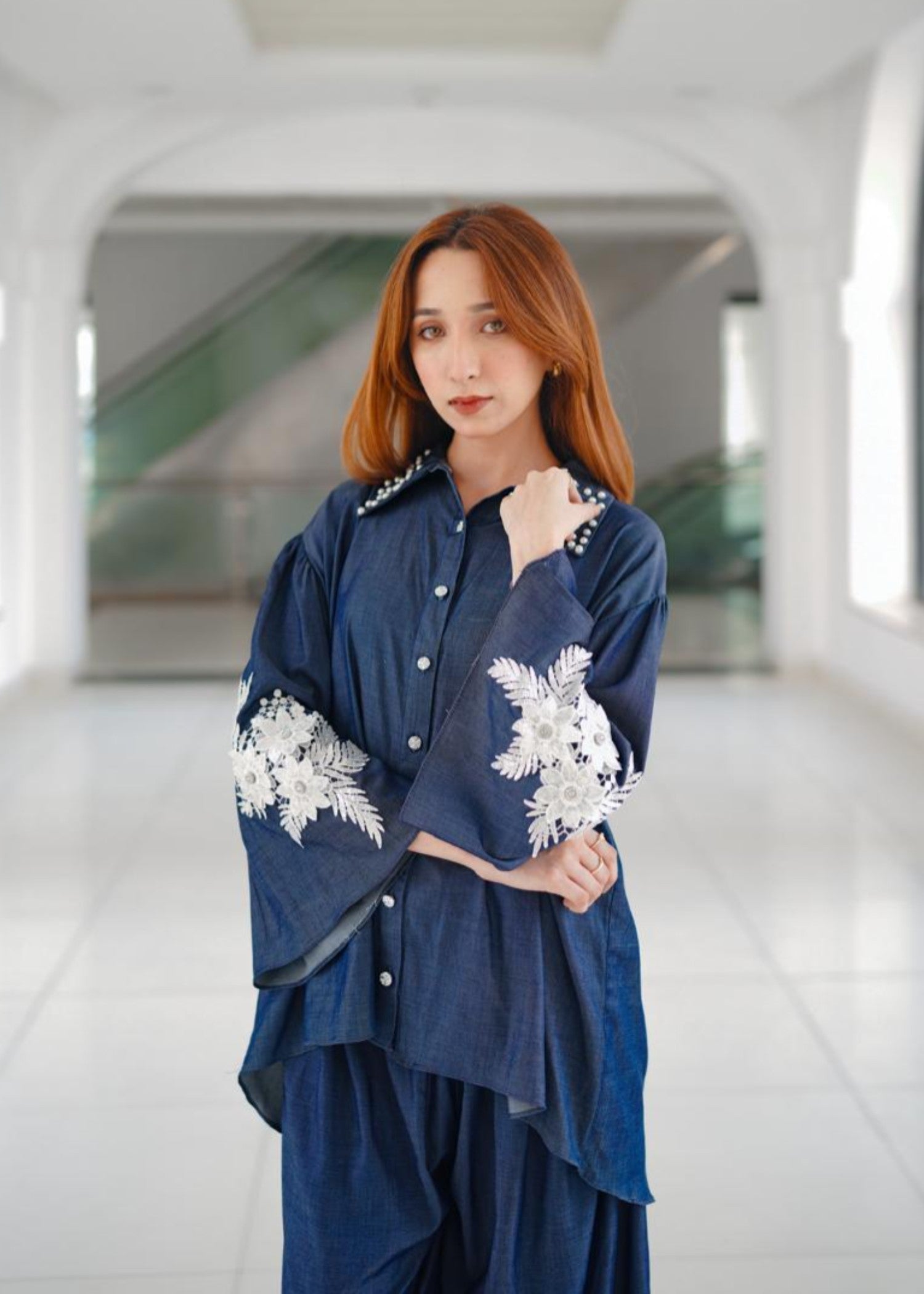 stretch denim Co Ord Sets in Sapphire blue