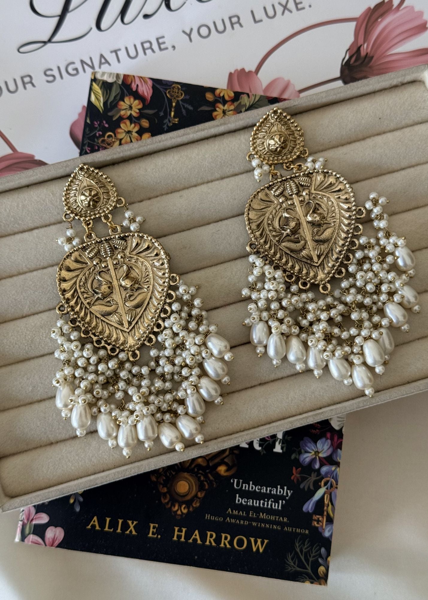 Earrings in Gold, pearl white Color by - Trendy Women Earrings WSR6220