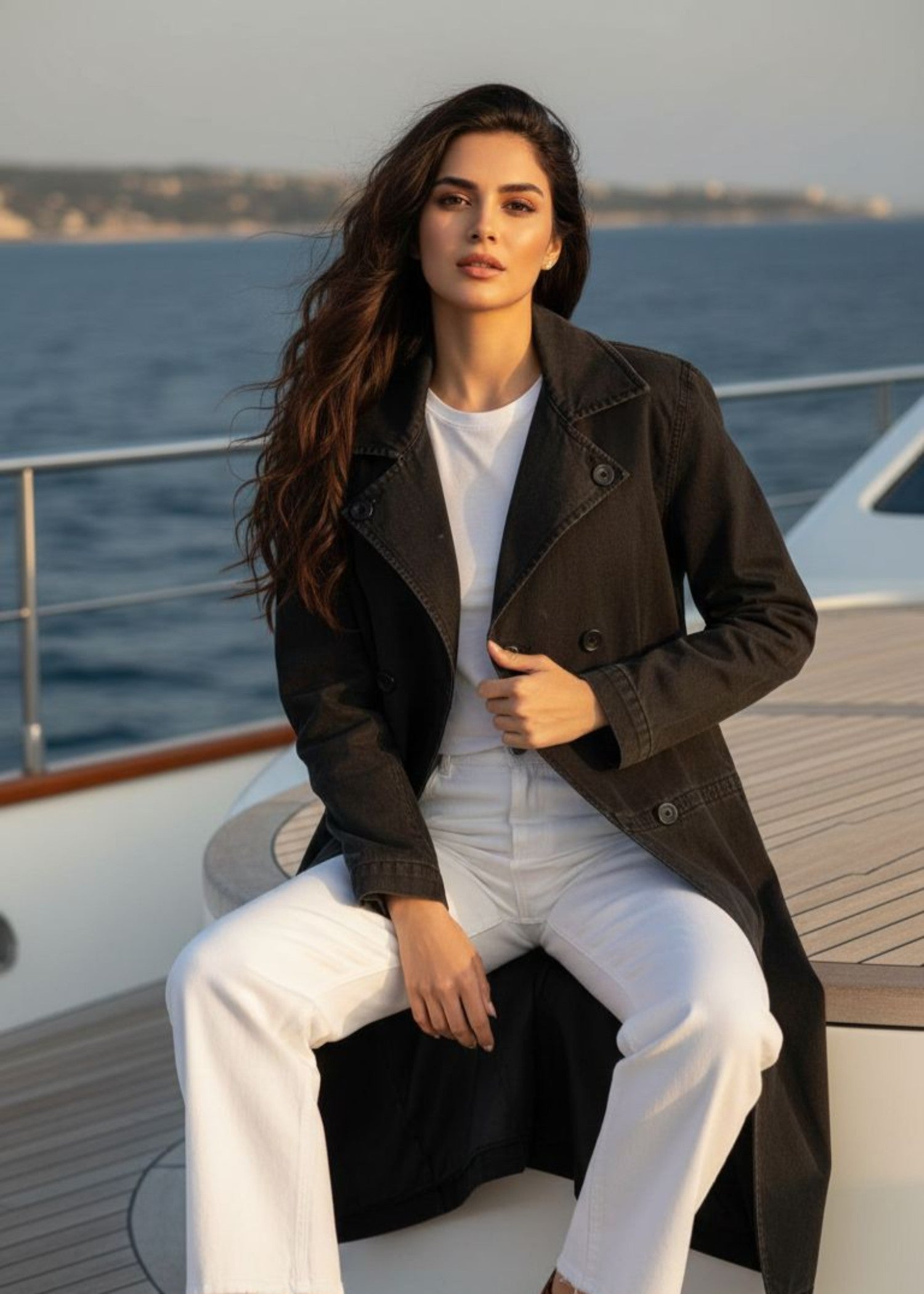 denim Coat in Black