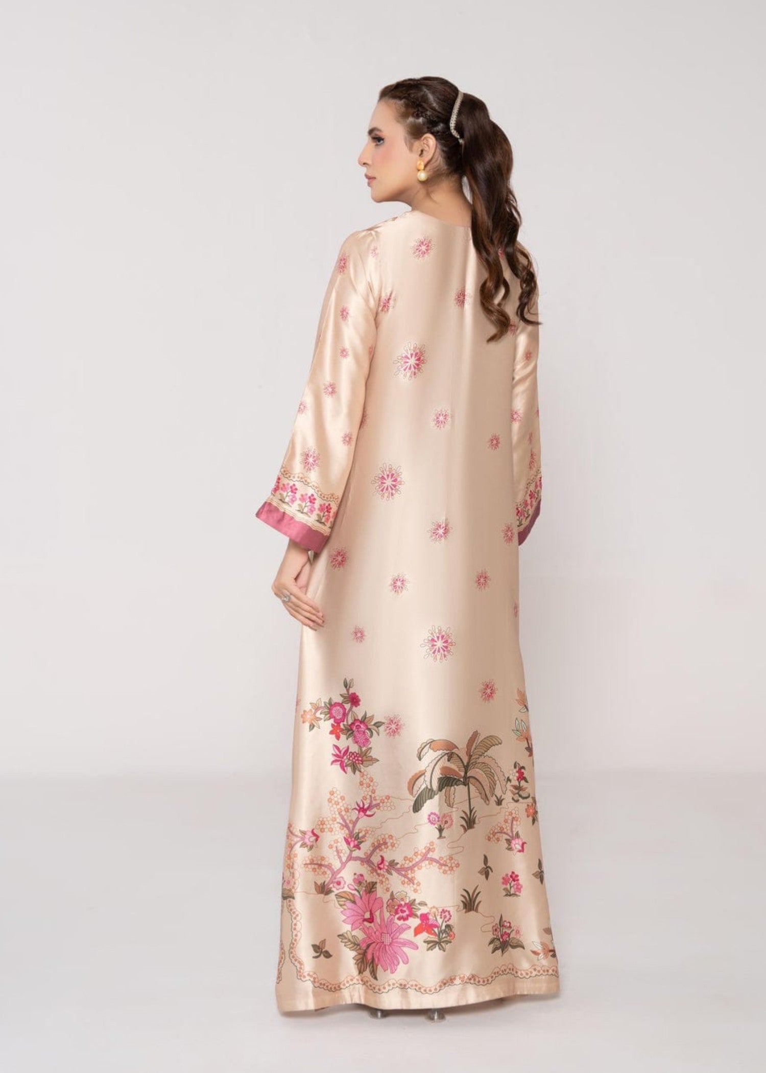 crepe silk Kaftan in Champagne