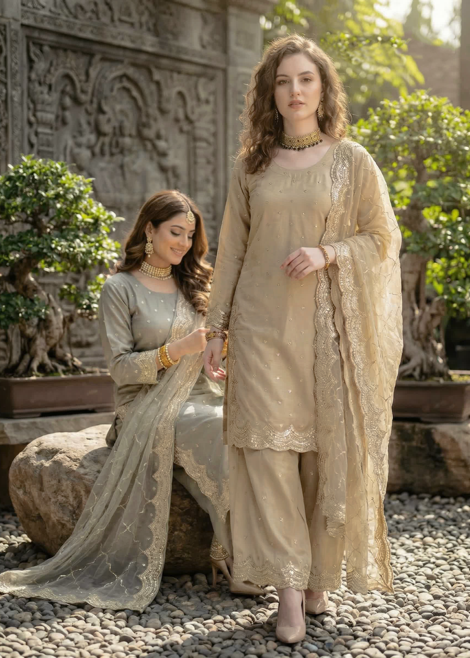 kattan silk Kurta Set in Beige
