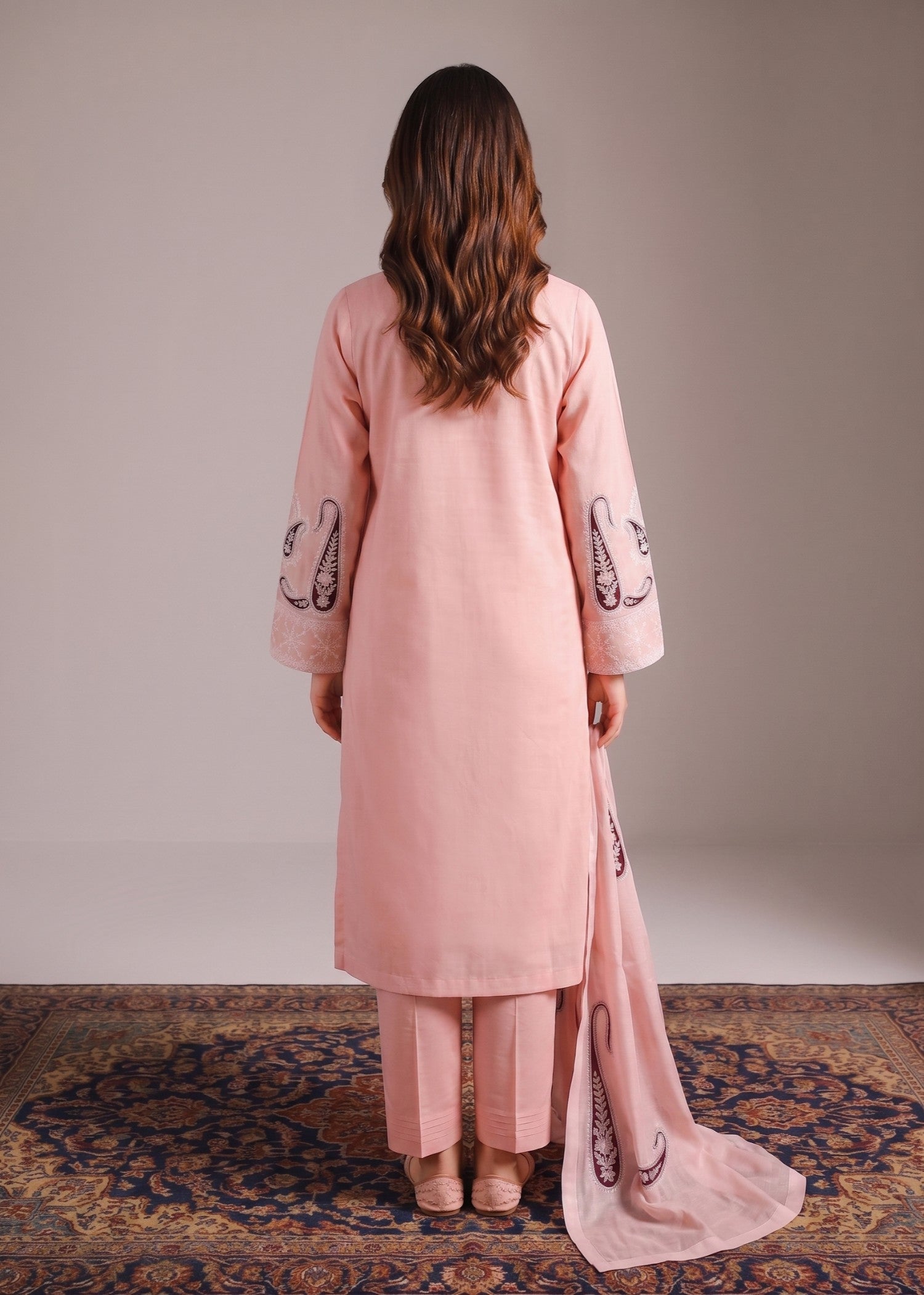 lawn cotton Kurta Set in Pink