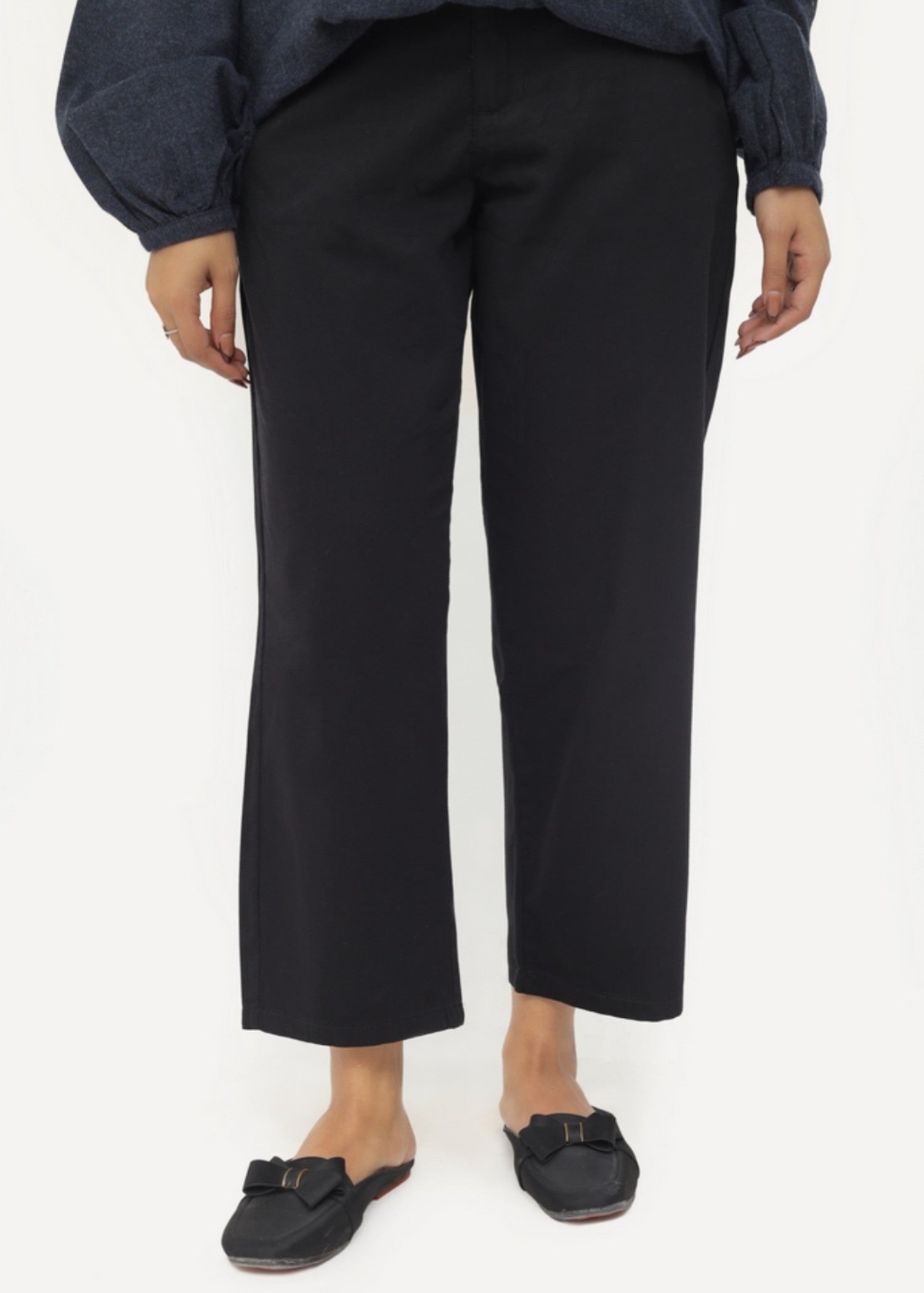 twill cotton Pants in Black