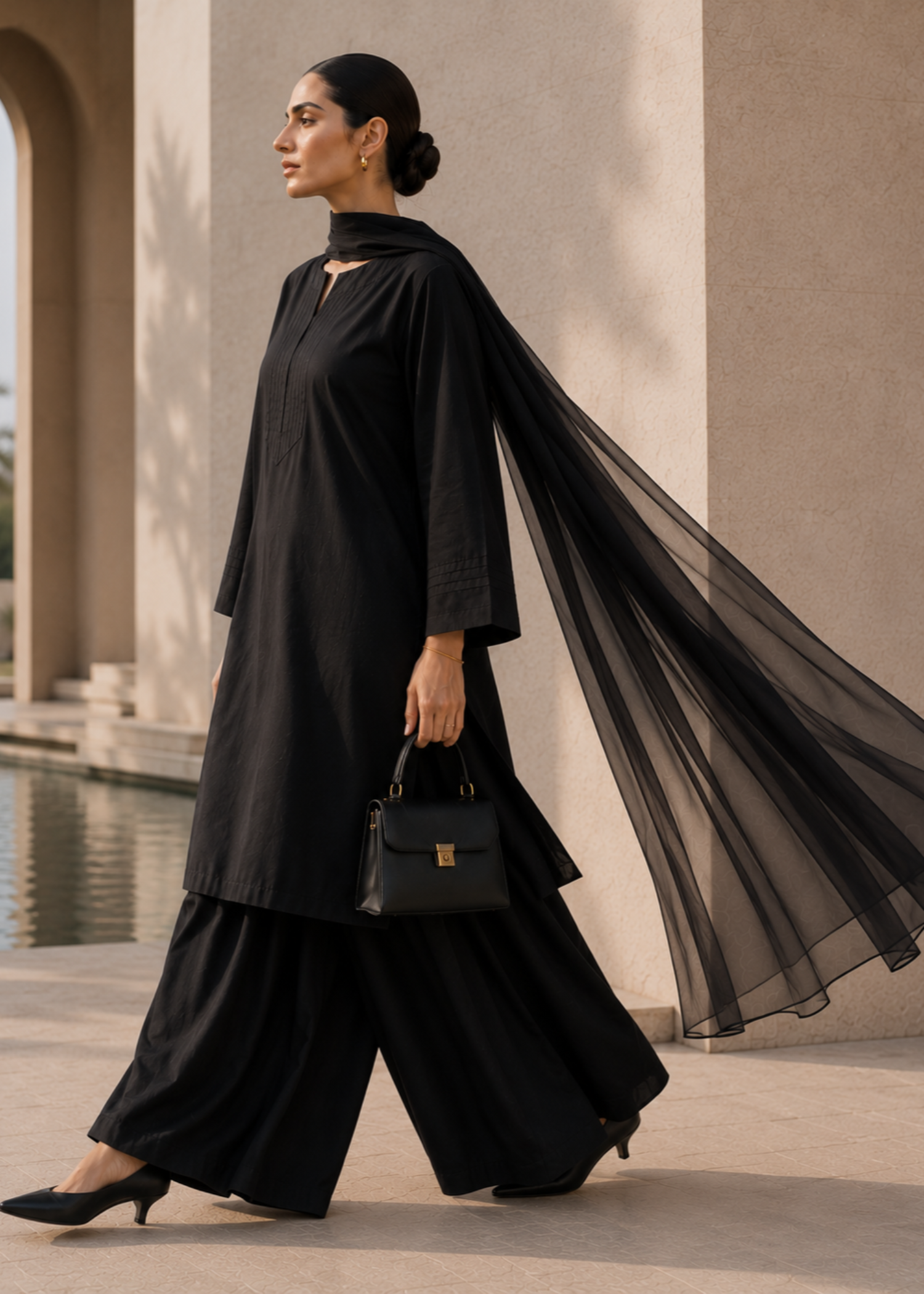 pure cotton Kurta Set in Black