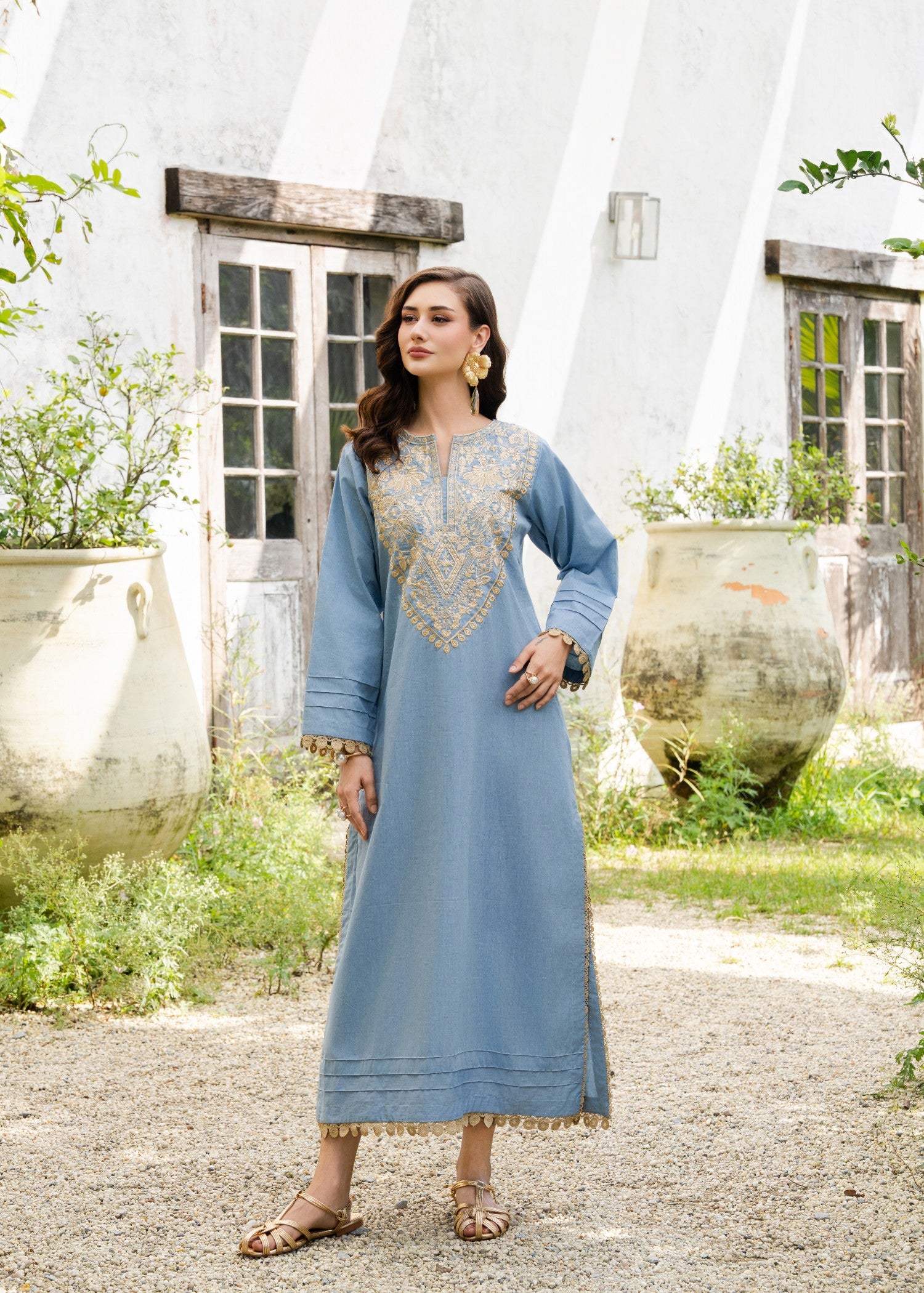 denim Kaftan in Sky blue