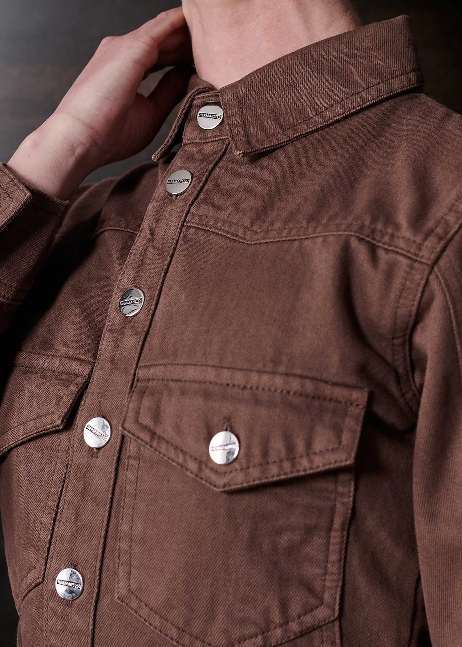 denim Dress in Chocolate brown