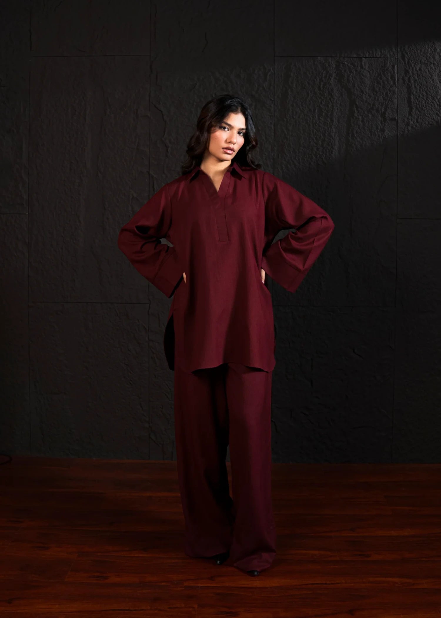 marina Co ord Sets in Burgundy
