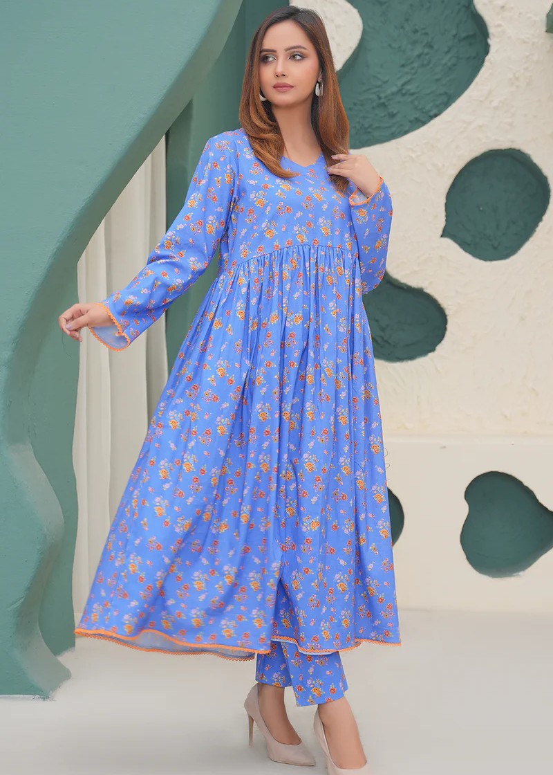 khaddar Pishwas in Sky blue