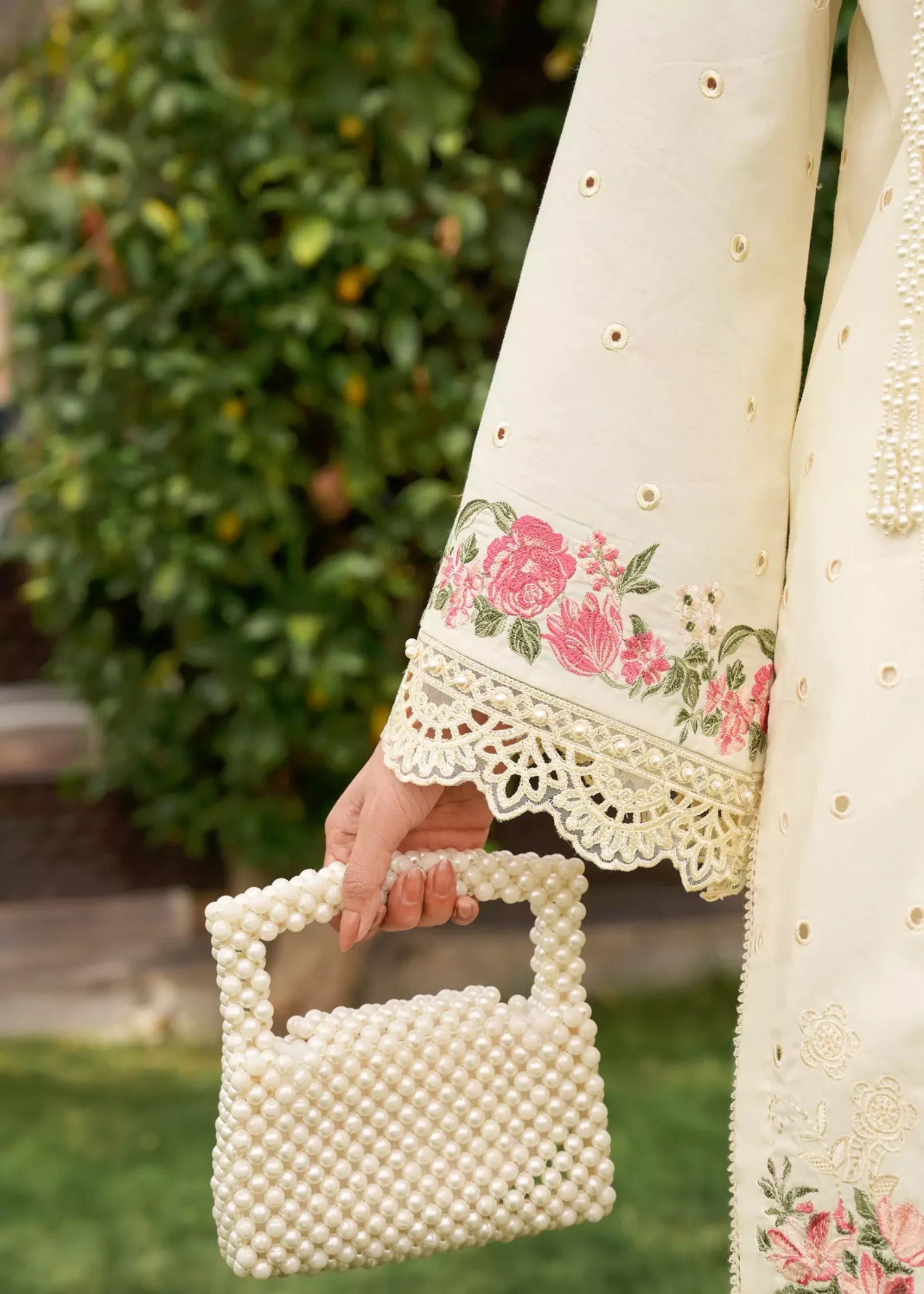 cotton Kurta Set in Ivory