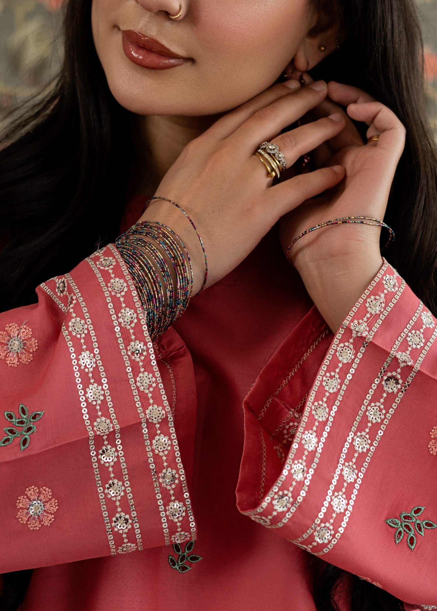 lawn Kurta Set in Chili red