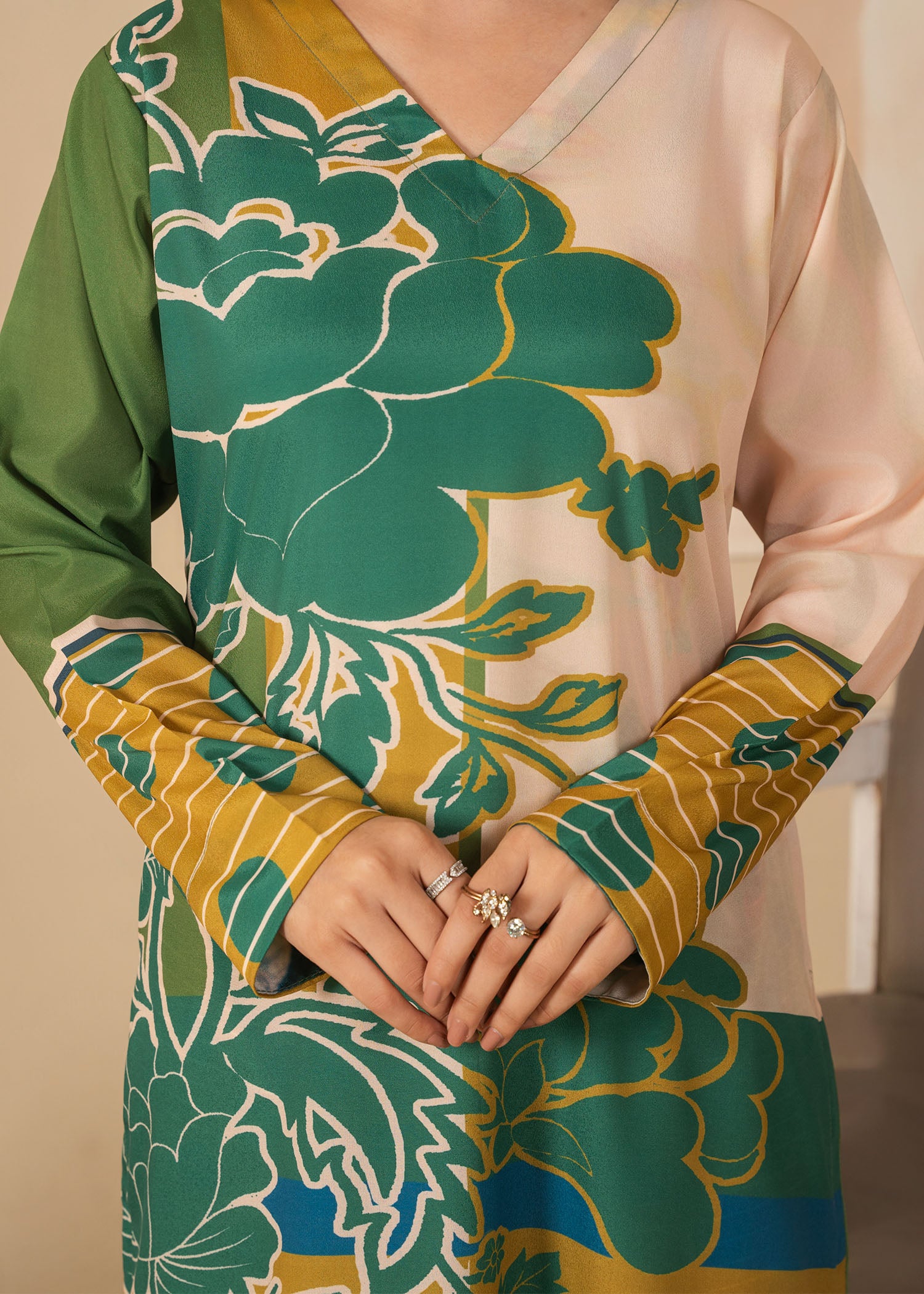 grip Kurta Set in Green