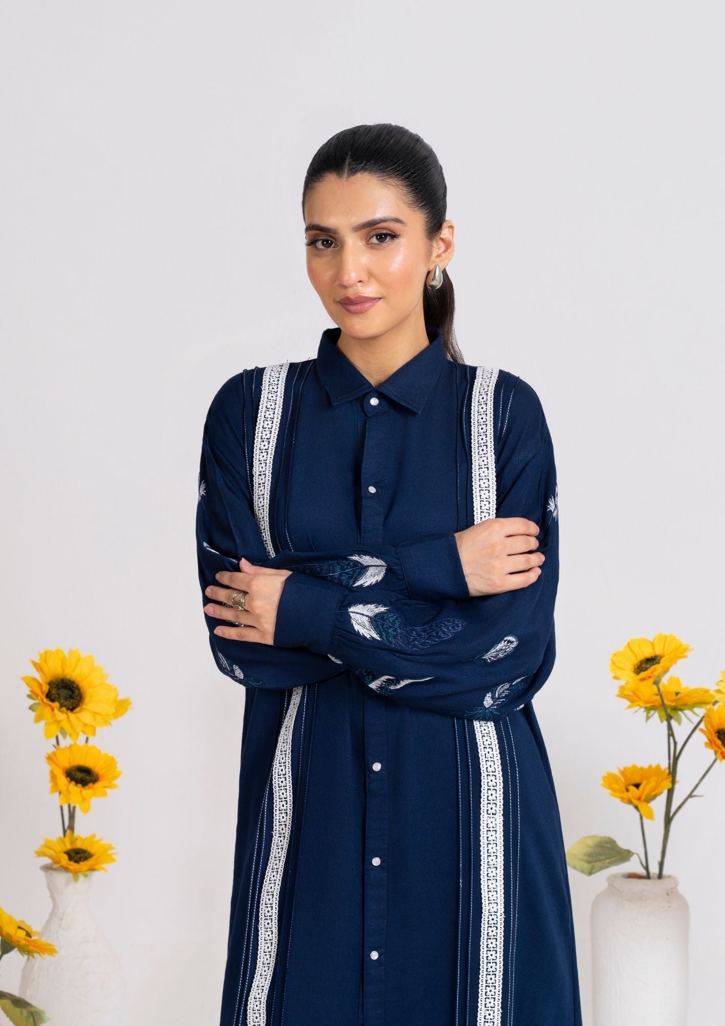 silk karandi Kurta Set in Navy blue