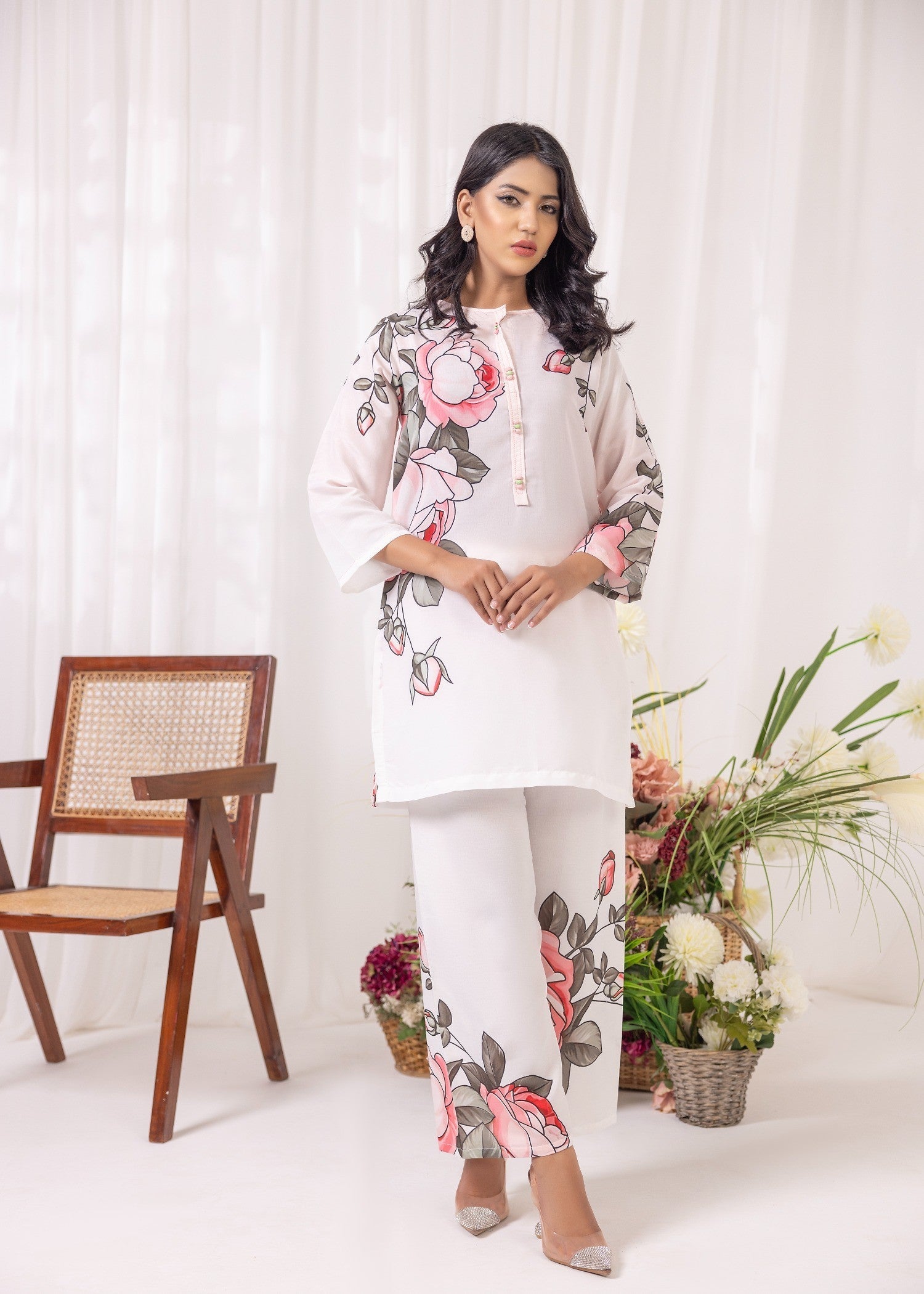 crepe Co Ord Sets in Baby pink