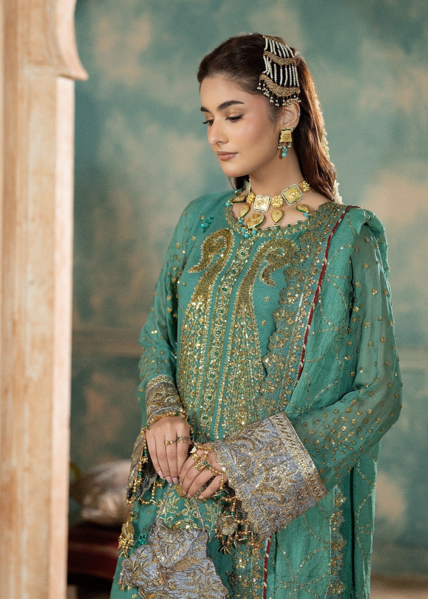 chiffon Sharara in Green