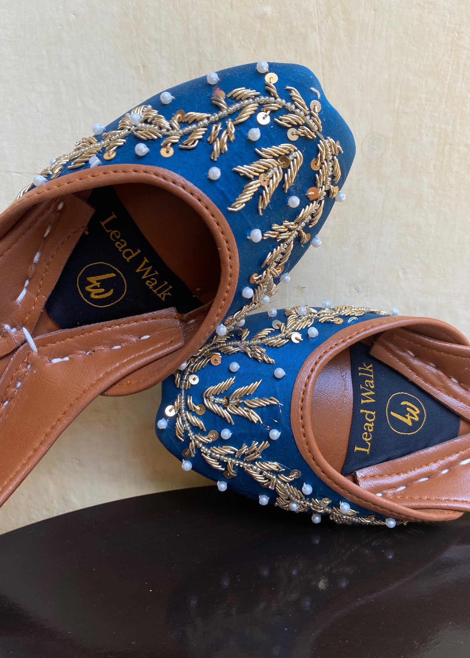Khussa in Ocean blue by - High Quality Women Khussa PHU2231