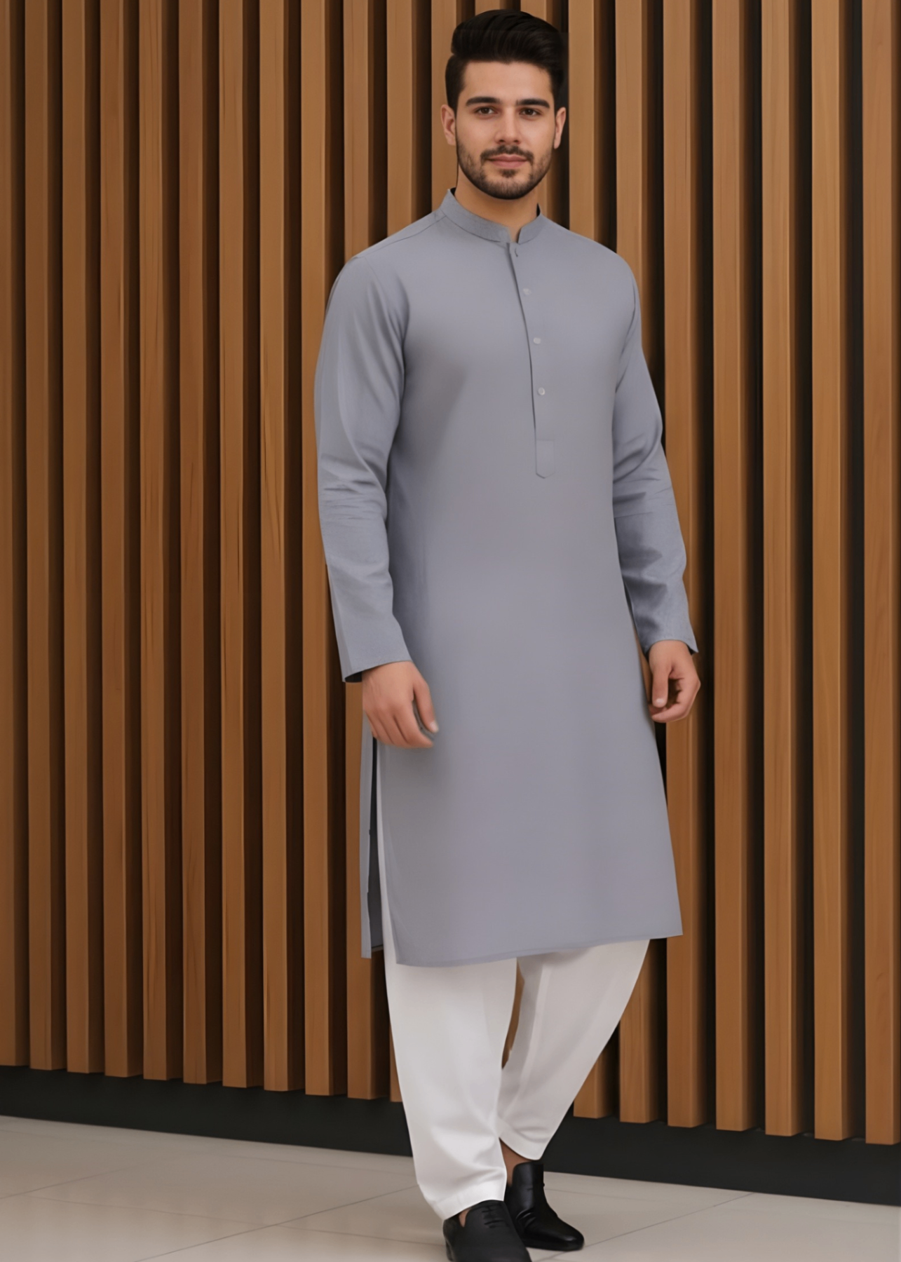 cotton dobby Kurta in Ice blue