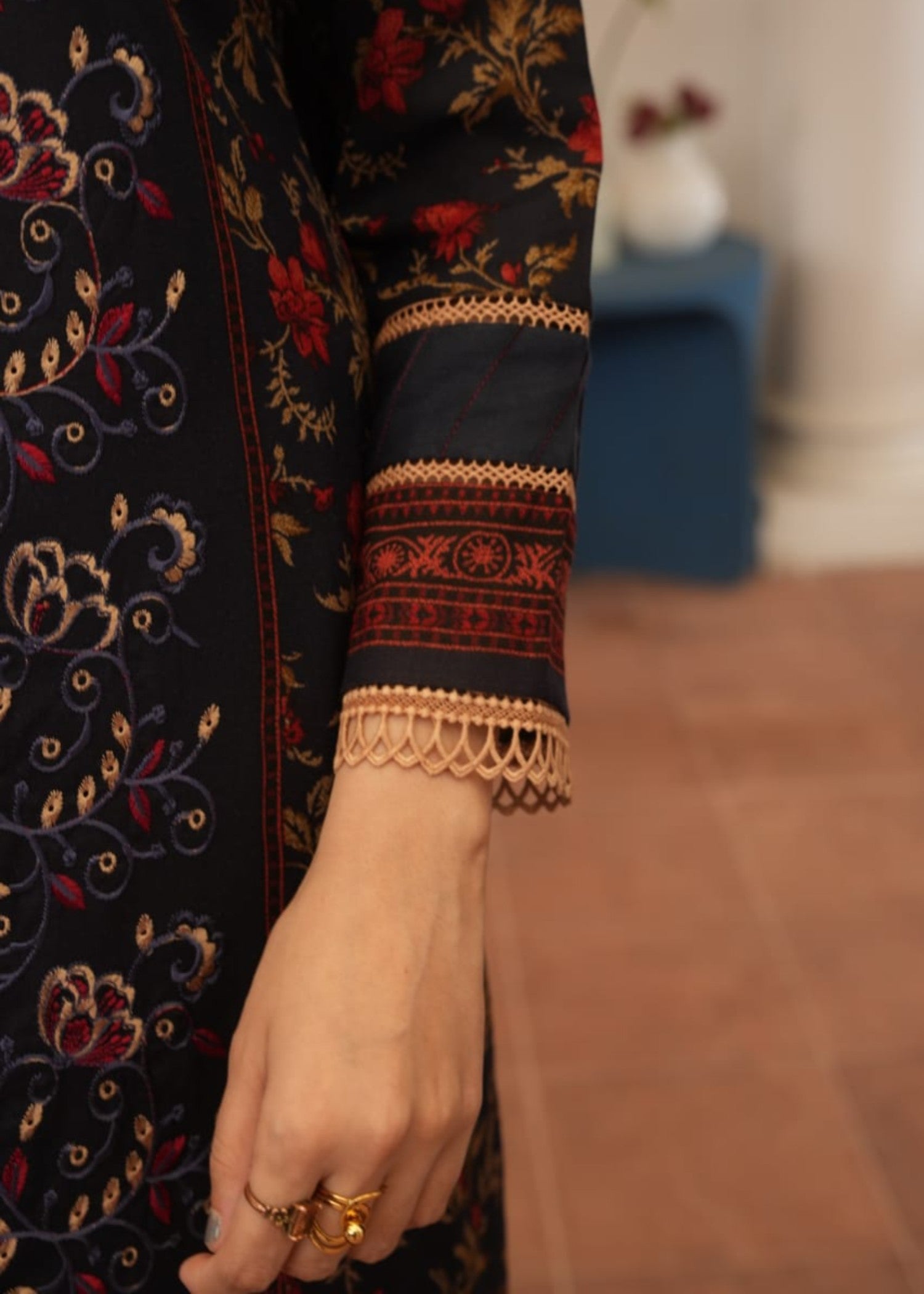 dhanak Kurta Set in Navy blue