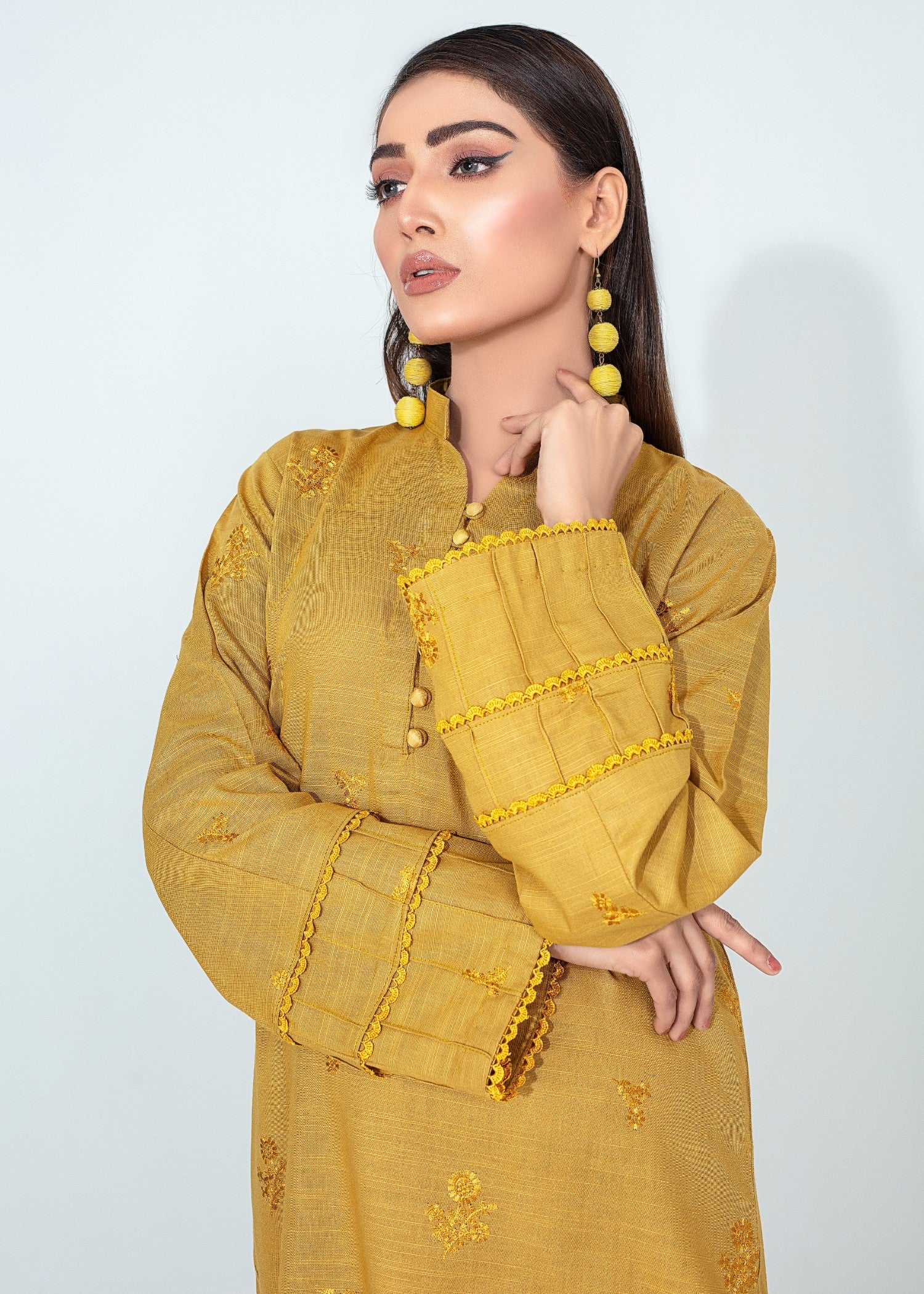 khaddar Unstitched in Mustard