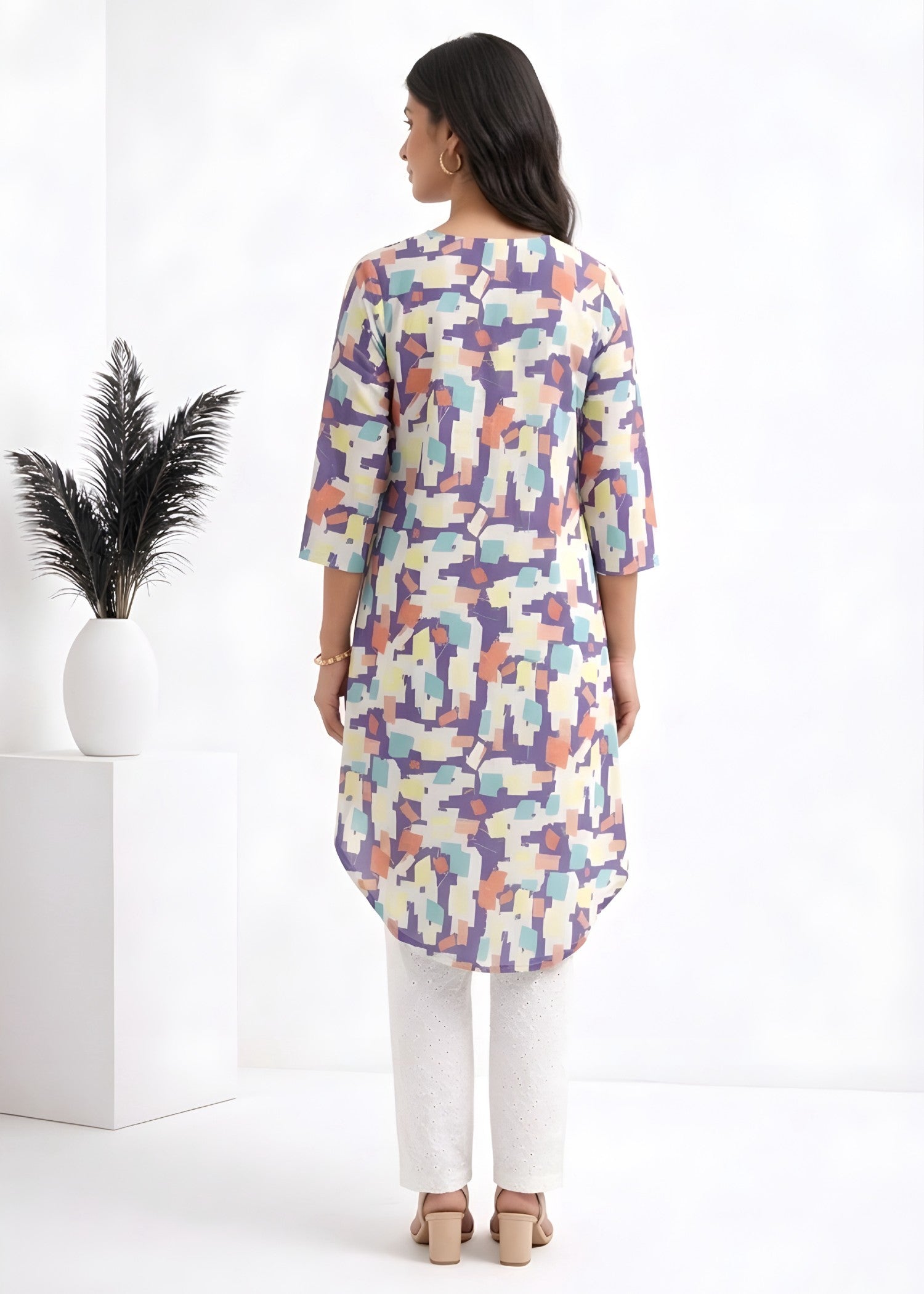 lawn cotton Tunic in Light blue