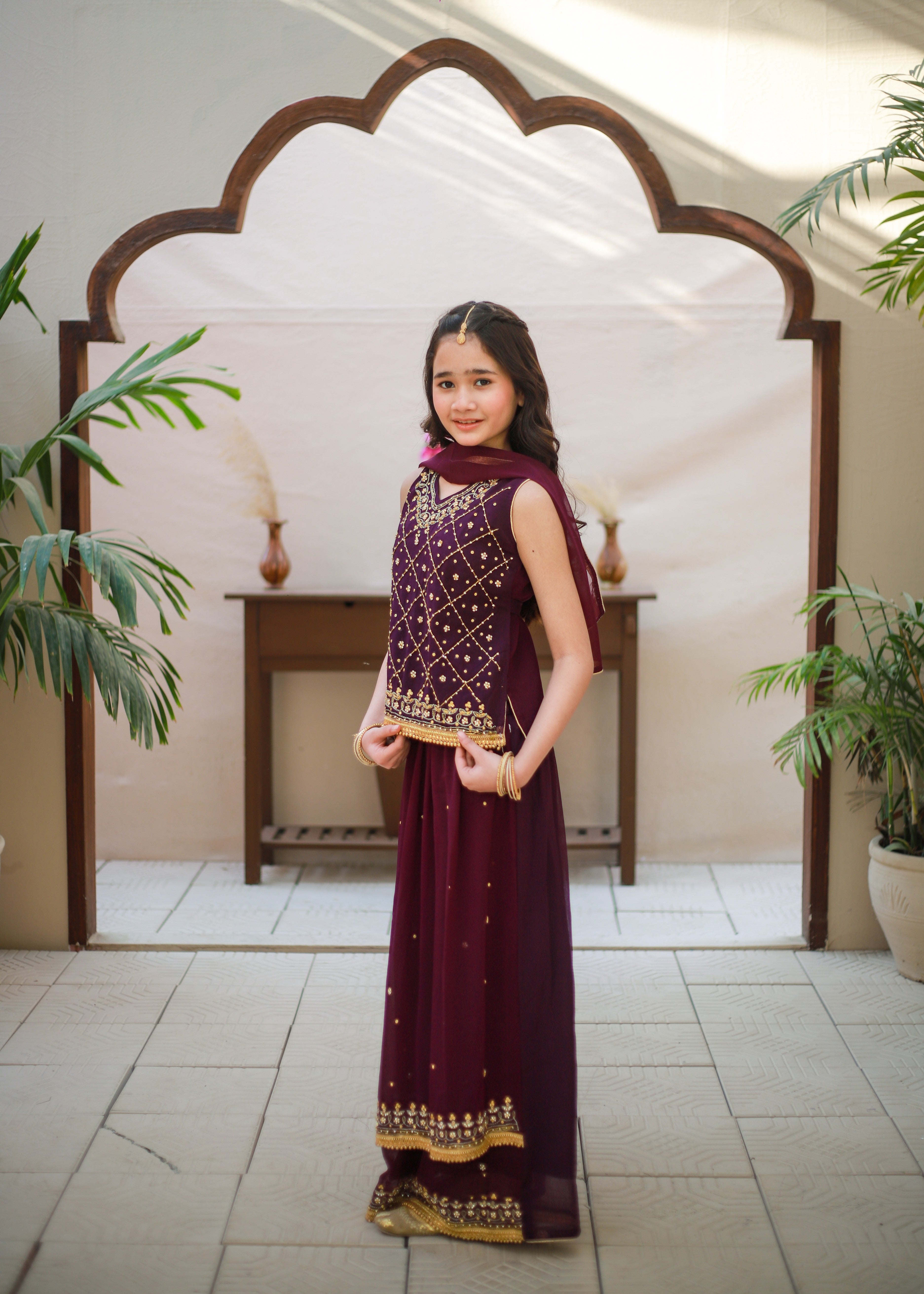 chiffon Lehenga in Purple