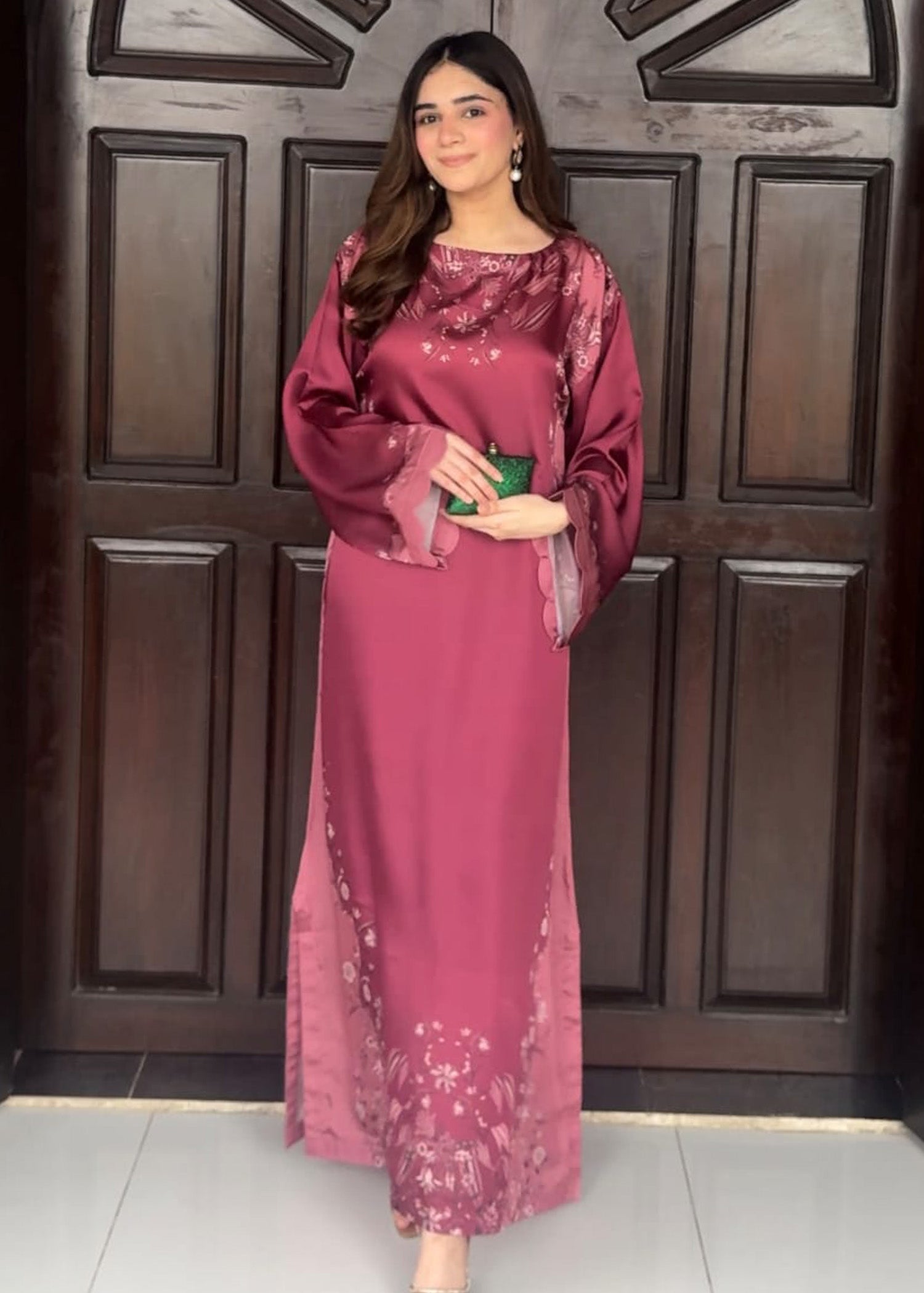 satin silk Kaftan in Plum