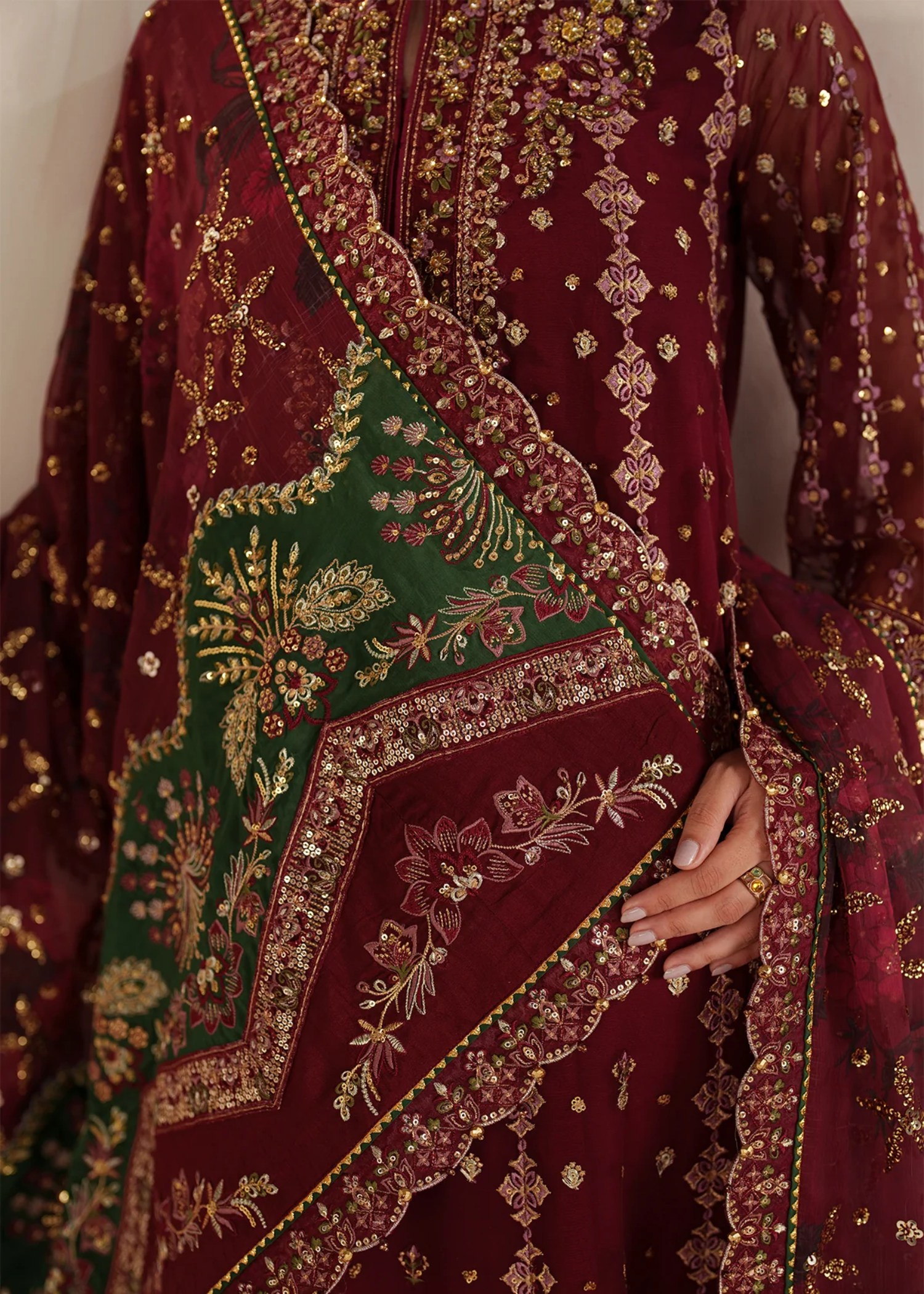 chiffon Unstitched in Blood red