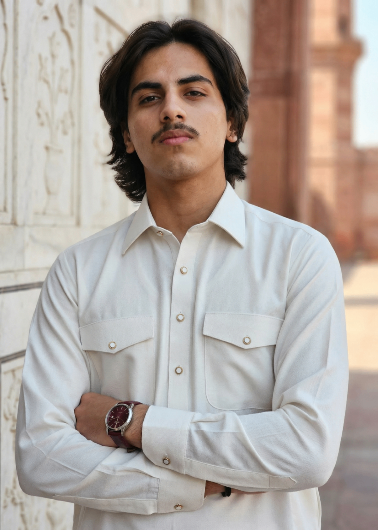 wash & wear Shalwar Kameez in White smoke