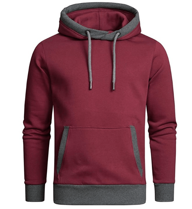 Solid Color plus Fleece Hooded Sweater Loose Men'S Clothing