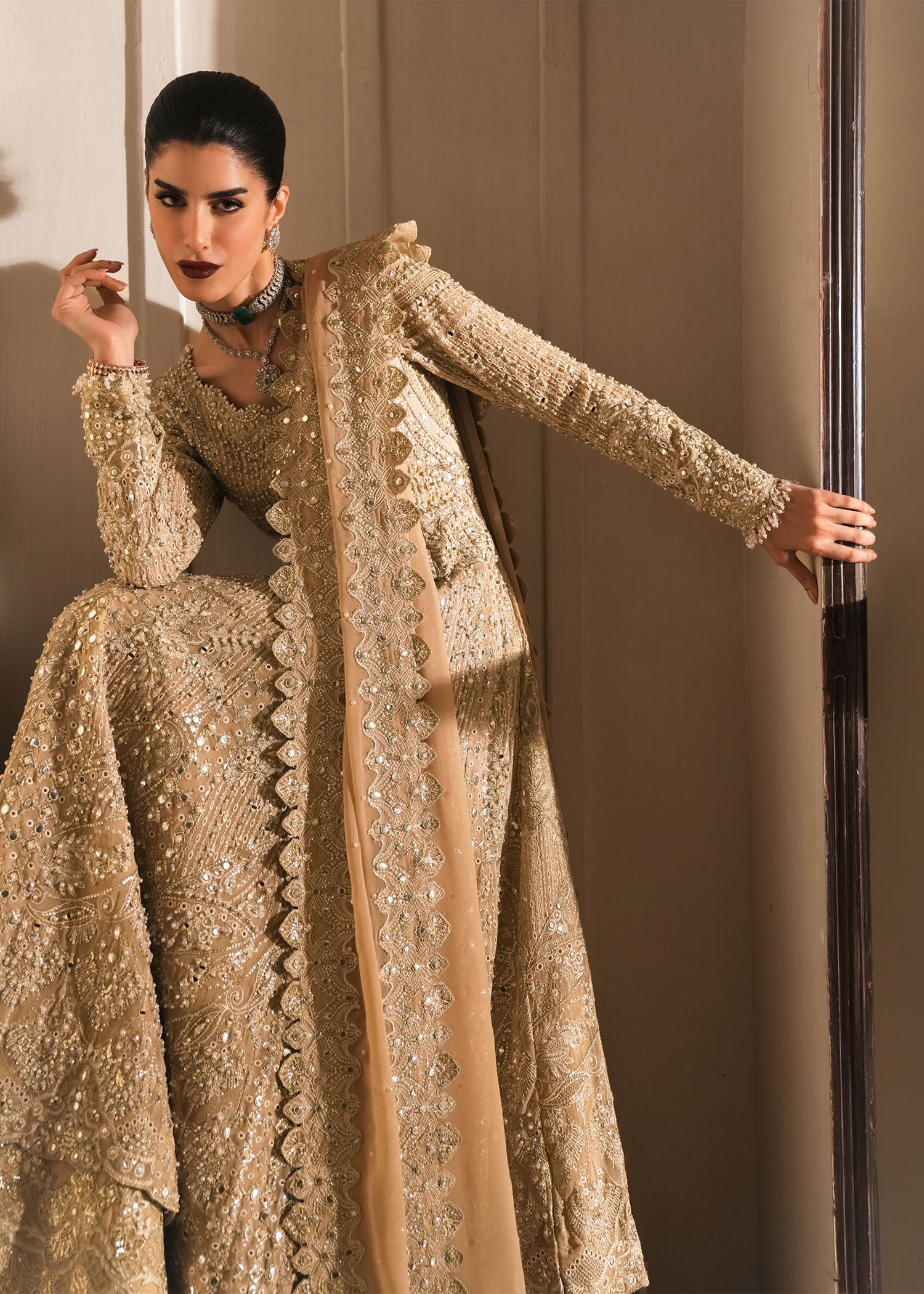 georgette chiffon Lehenga in Beige