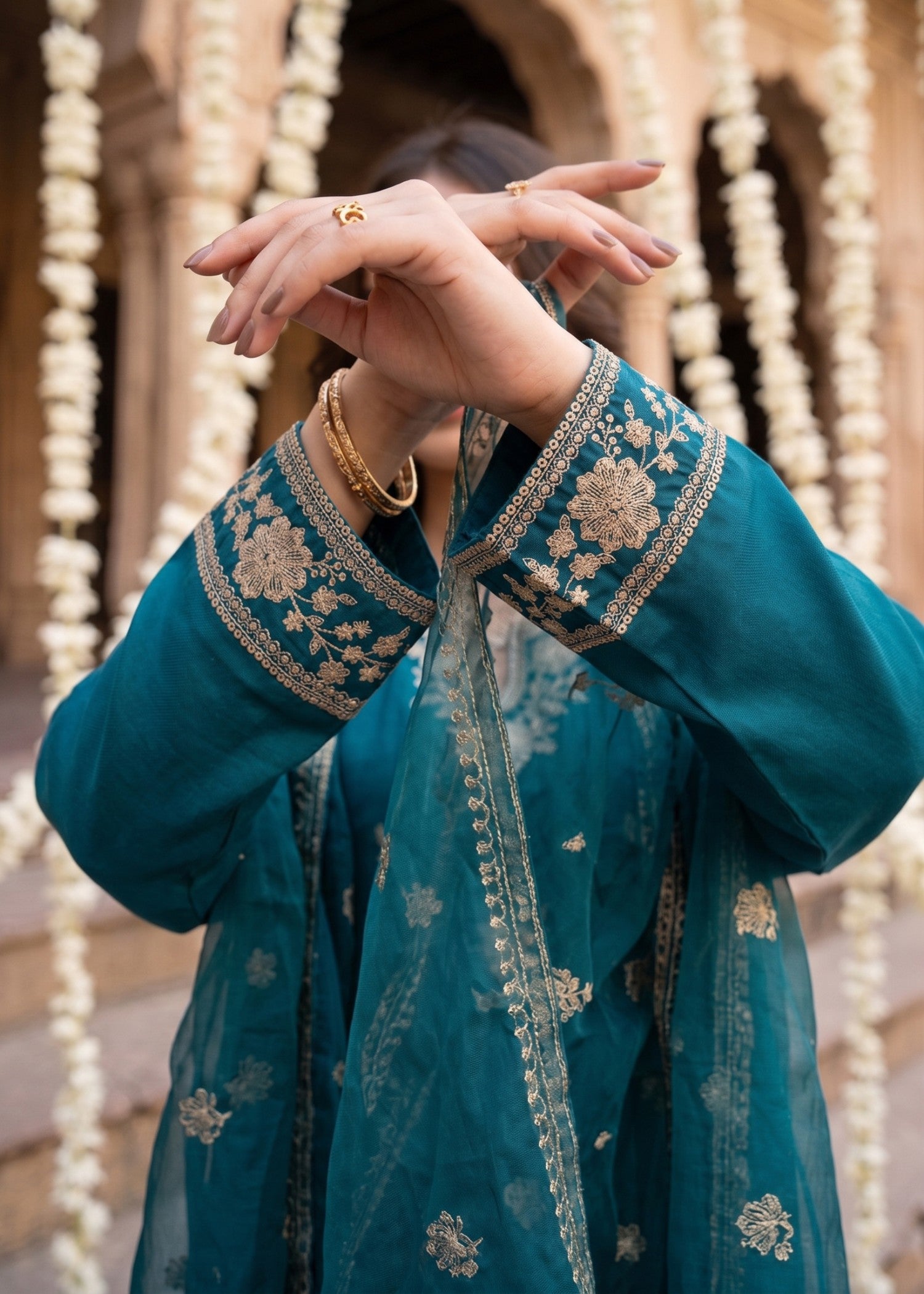 kattan silk Kurta Set in Teal