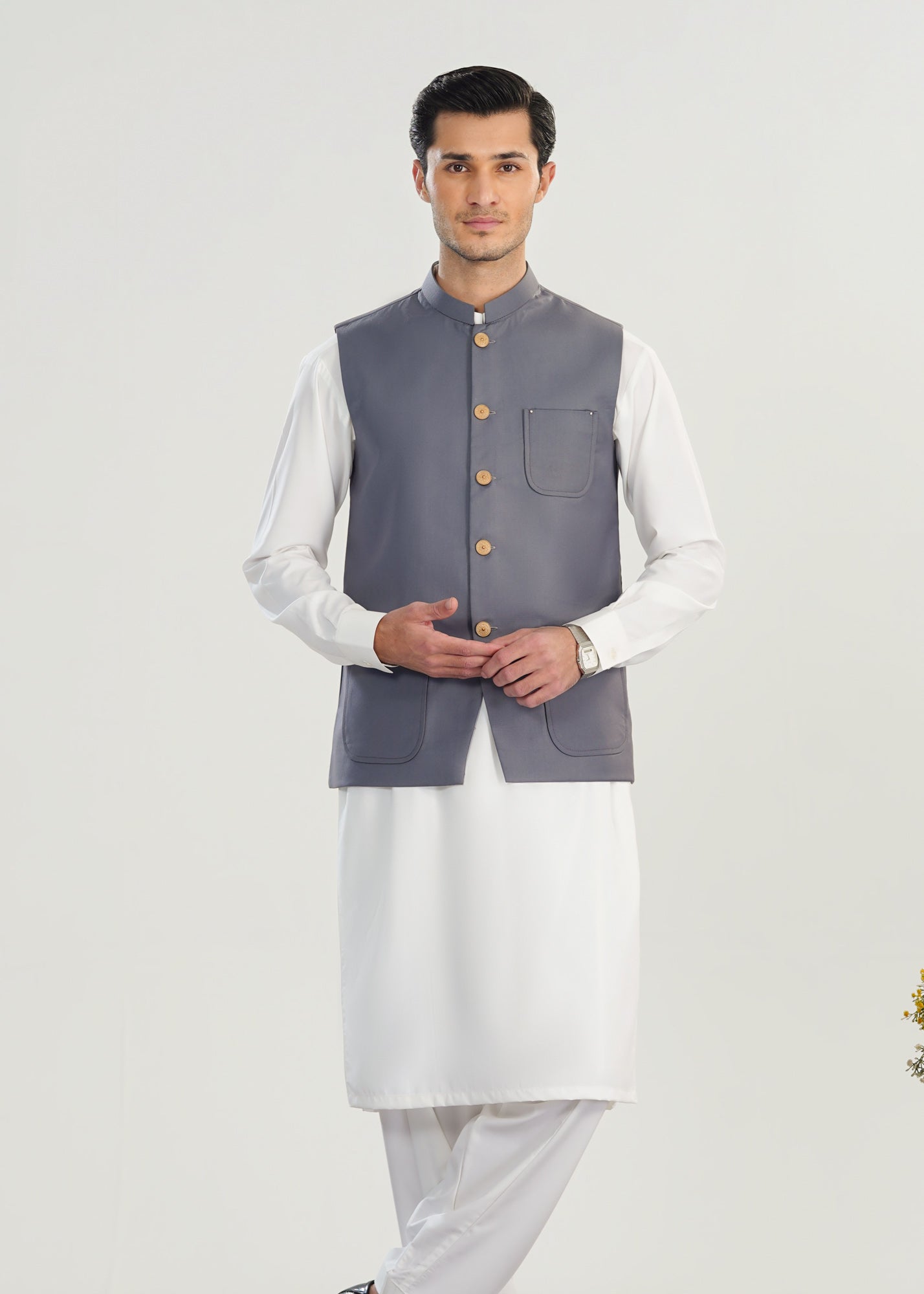 suiting Waistcoat in Off-white, slate grey