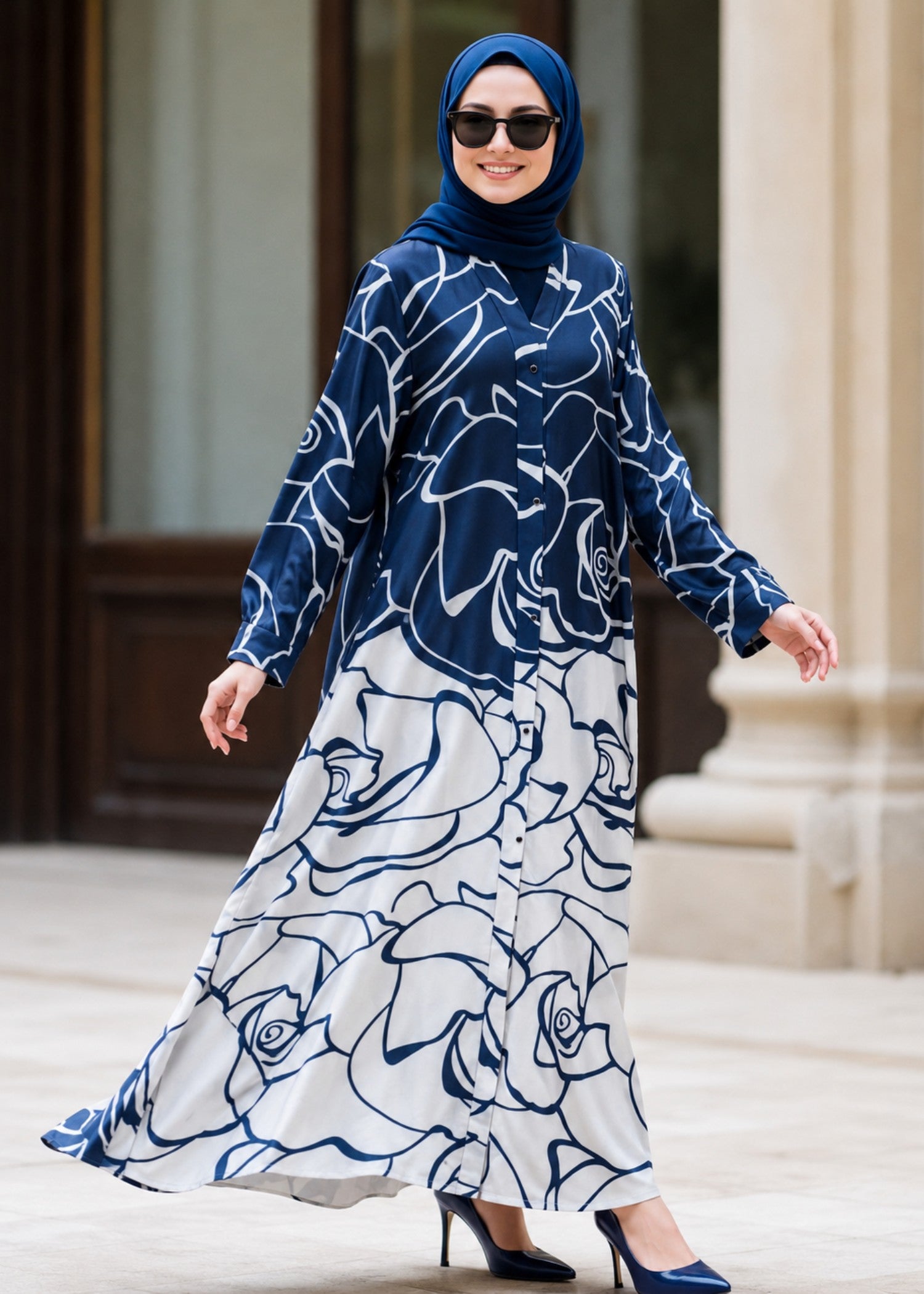 nidha Abaya in Cobalt blue