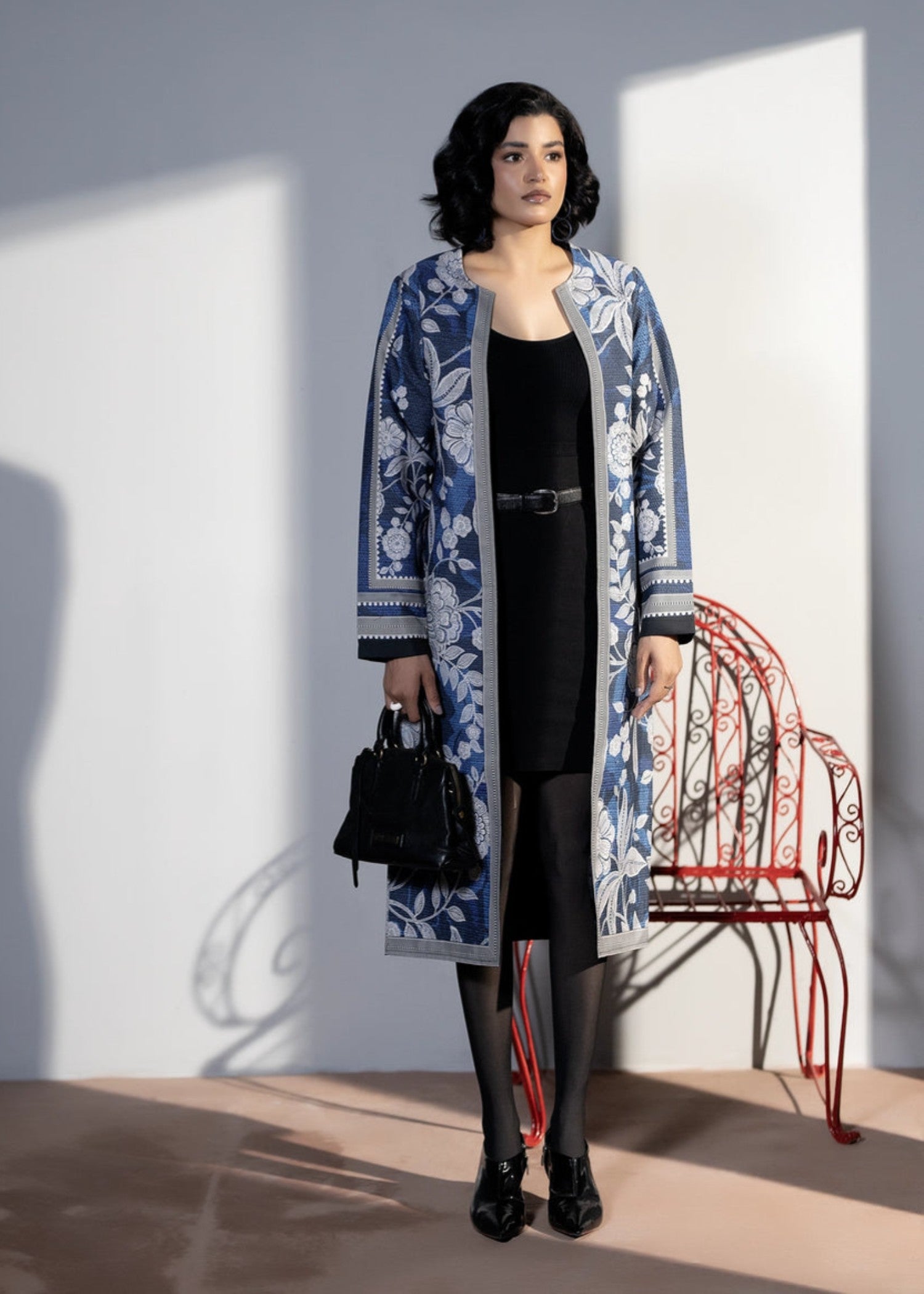 blended cambric Coat in Cobalt blue